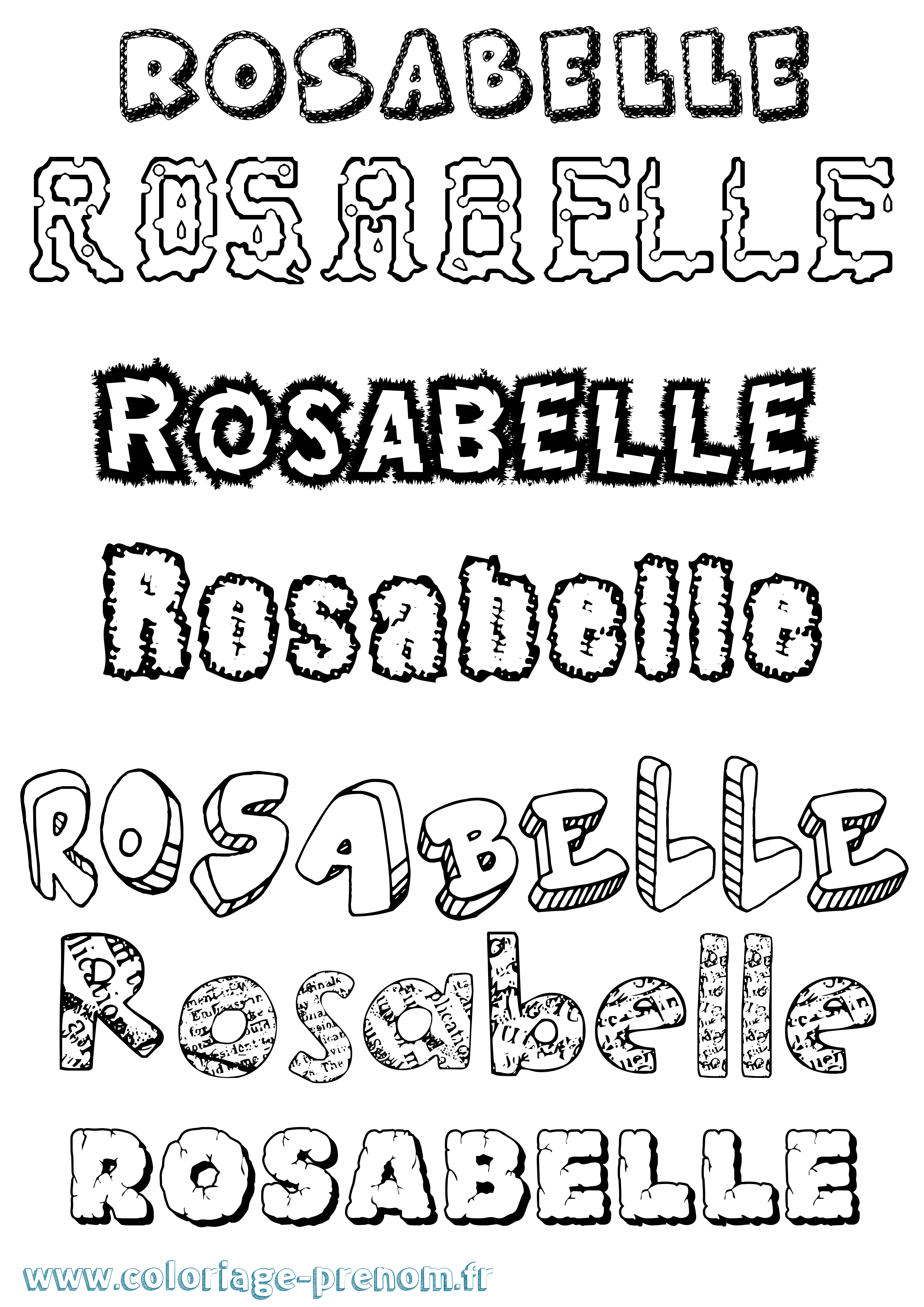 Coloriage Rosabelle Destructuré Coloriage prénom Rosabelle Destructuré