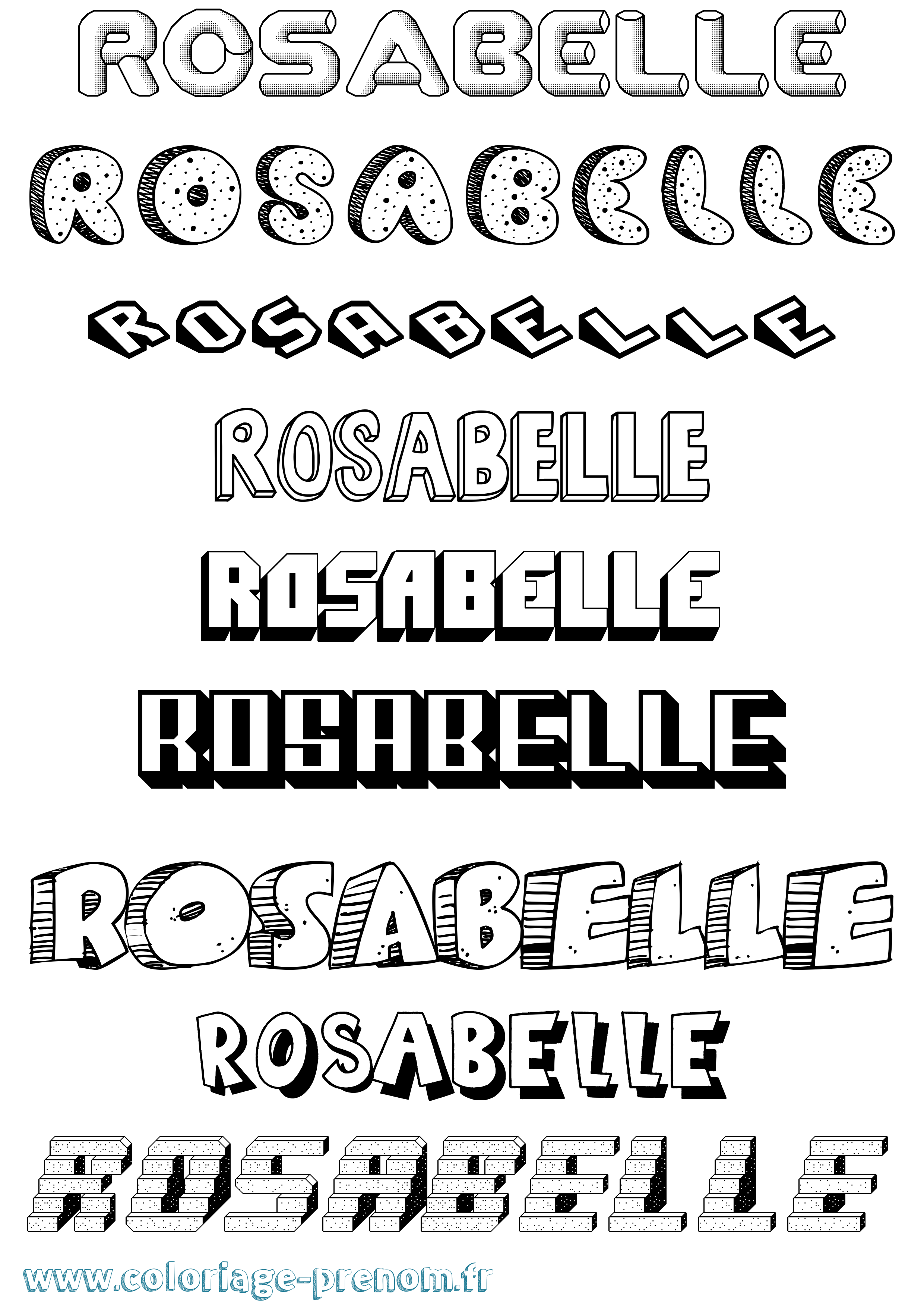 Coloriage Rosabelle Effet 3D Coloriage prénom Rosabelle Effet 3D