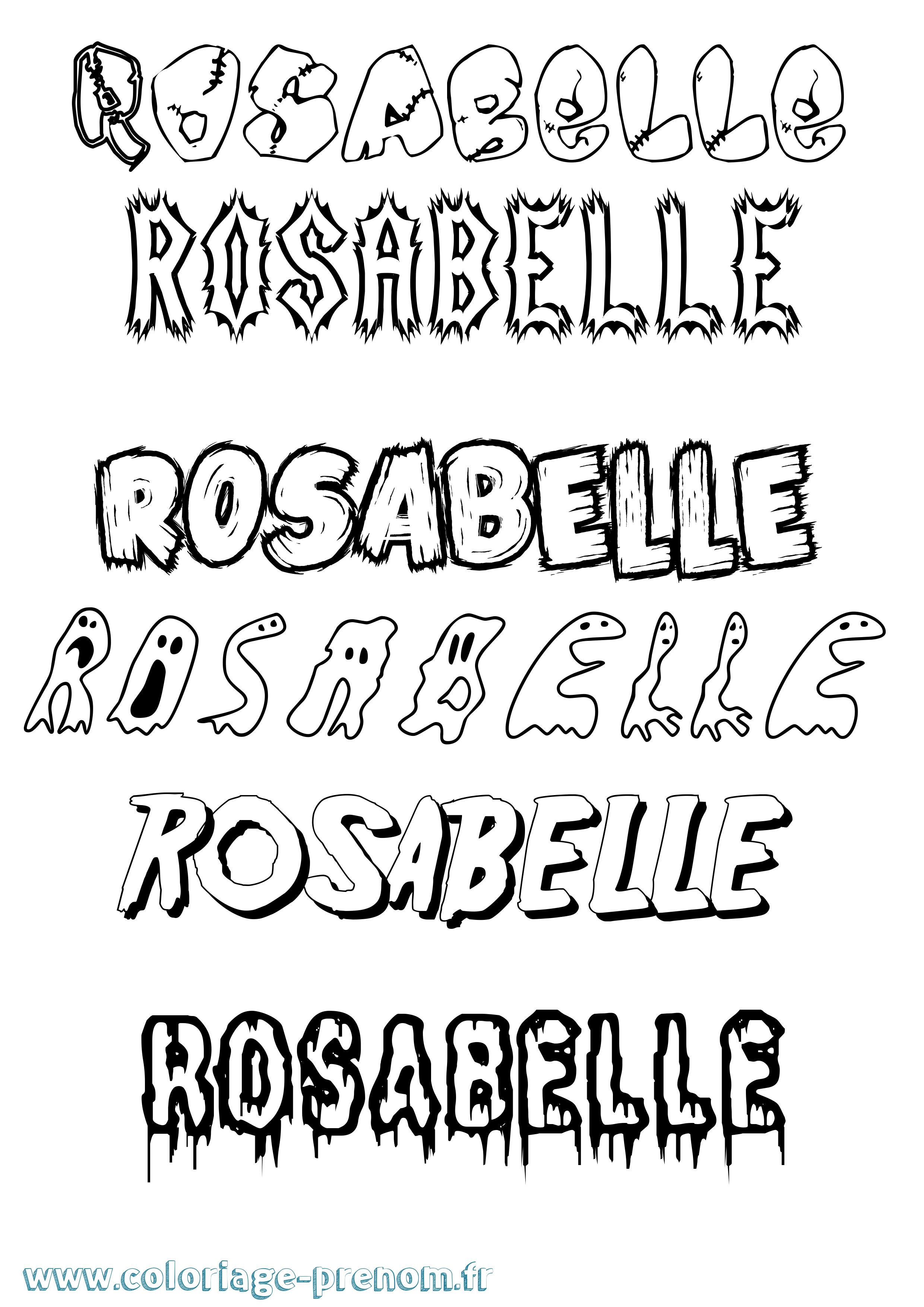 Coloriage Rosabelle Frisson Coloriage prénom Rosabelle Frisson