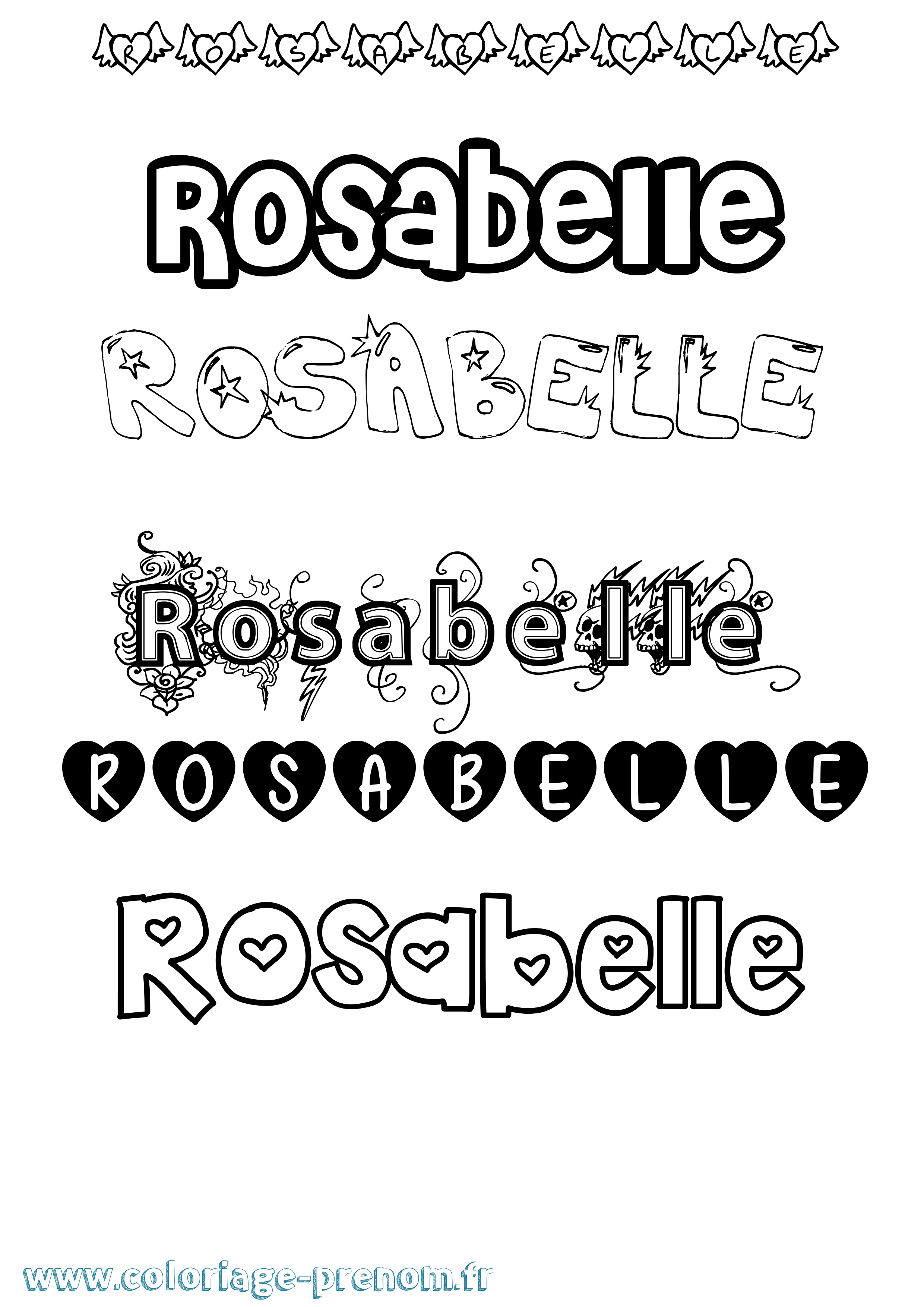 Coloriage Rosabelle Girly Coloriage prénom Rosabelle Girly