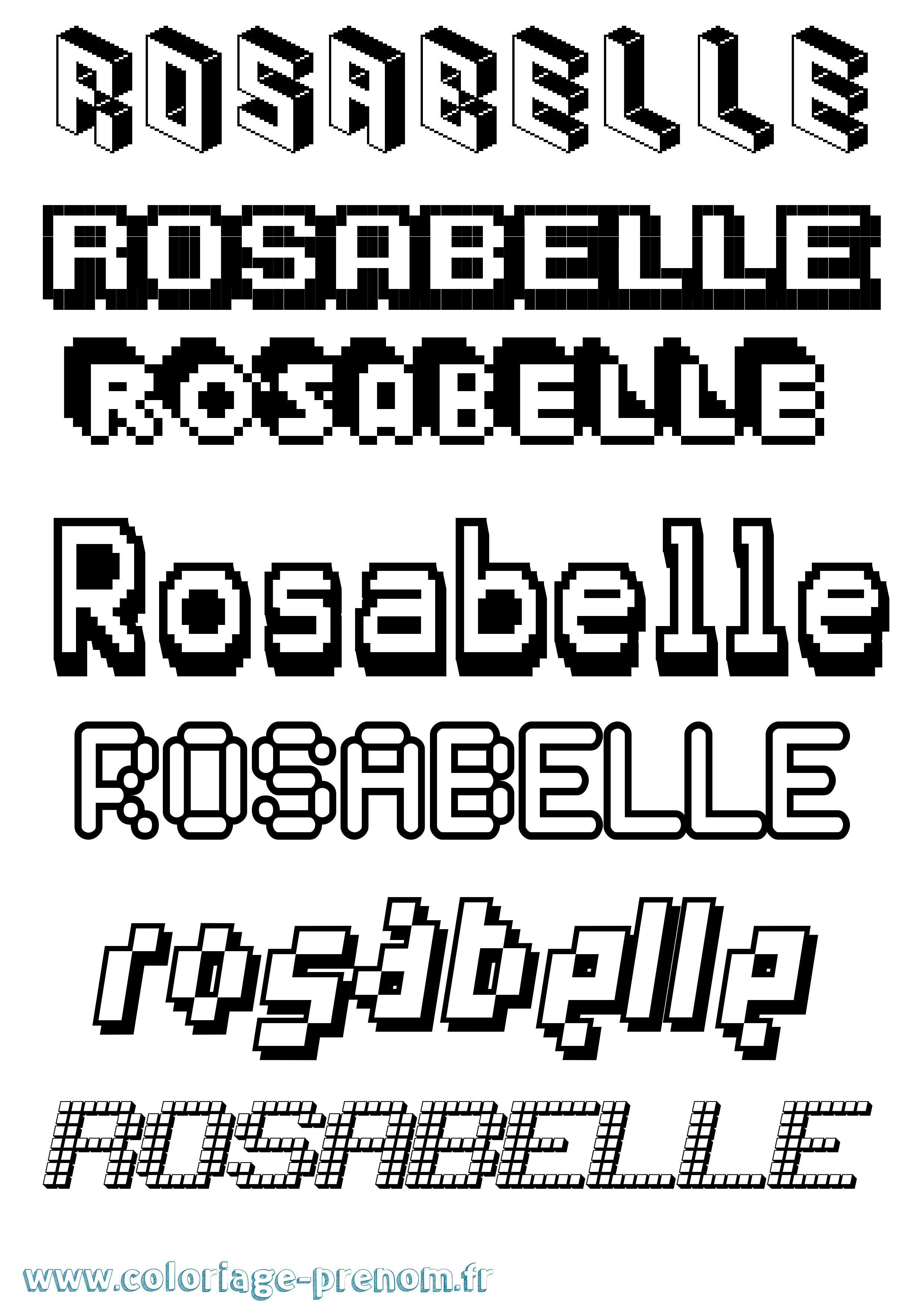 Coloriage Rosabelle Pixel Coloriage prénom Rosabelle Pixel