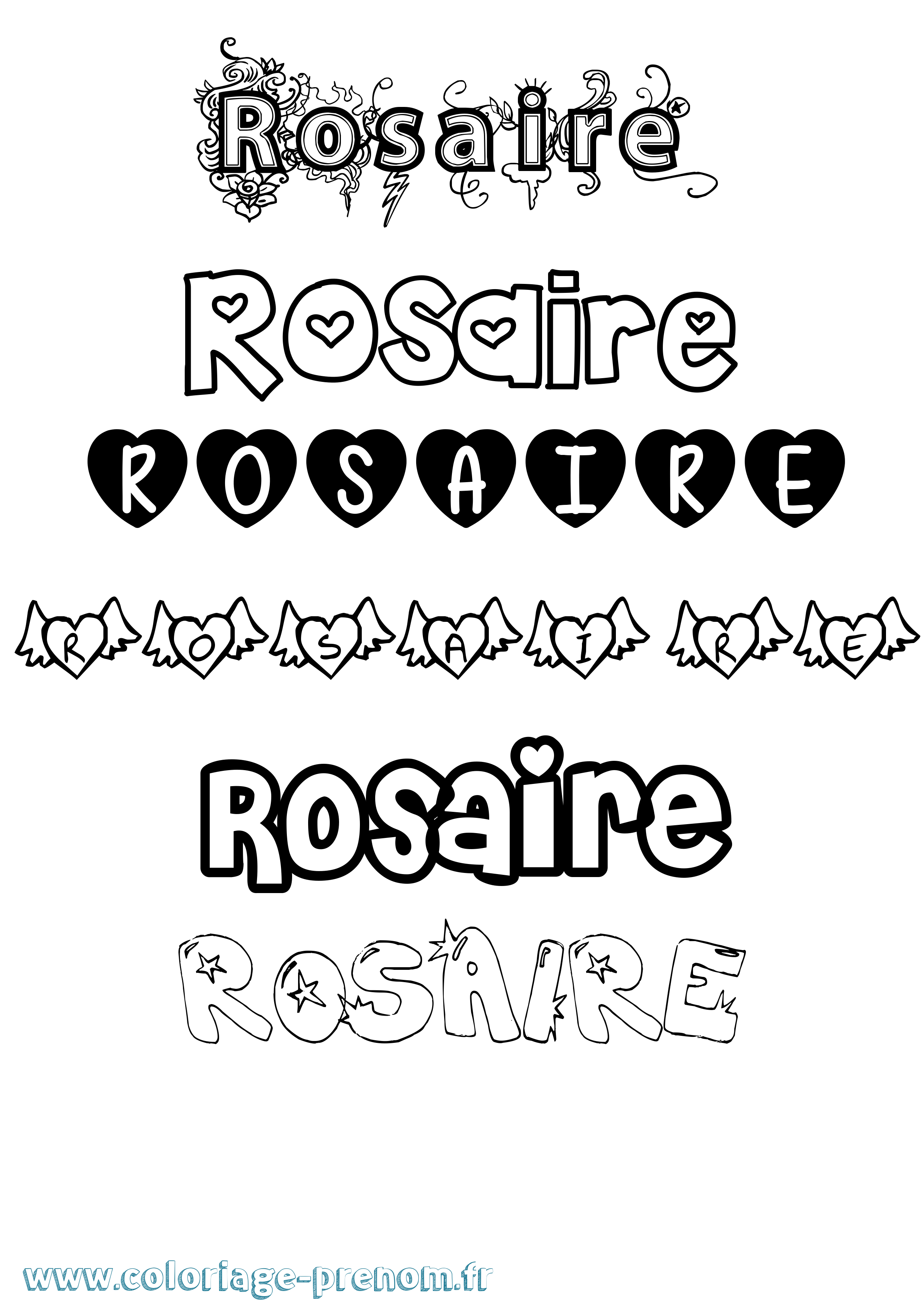 Coloriage Rosaire Girly Coloriage prénom Rosaire Girly