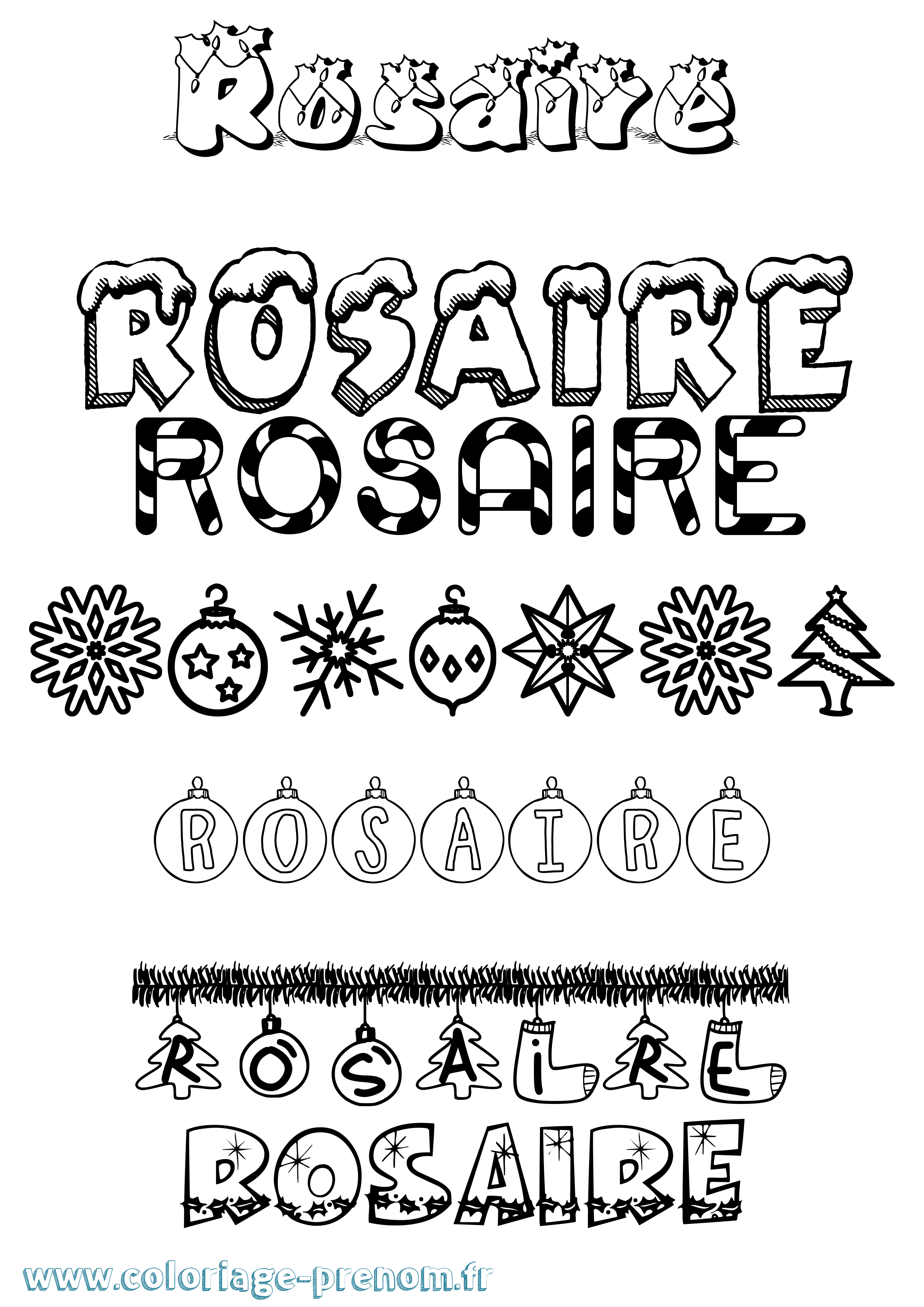 Coloriage Rosaire Noël Coloriage prénom Rosaire Noël