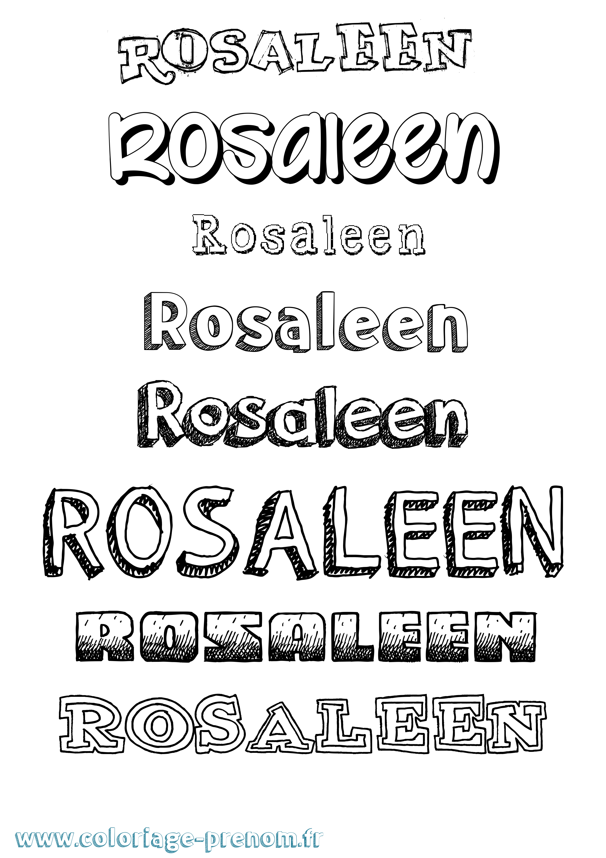 Coloriage Rosaleen Dessiné Coloriage prénom Rosaleen Dessiné
