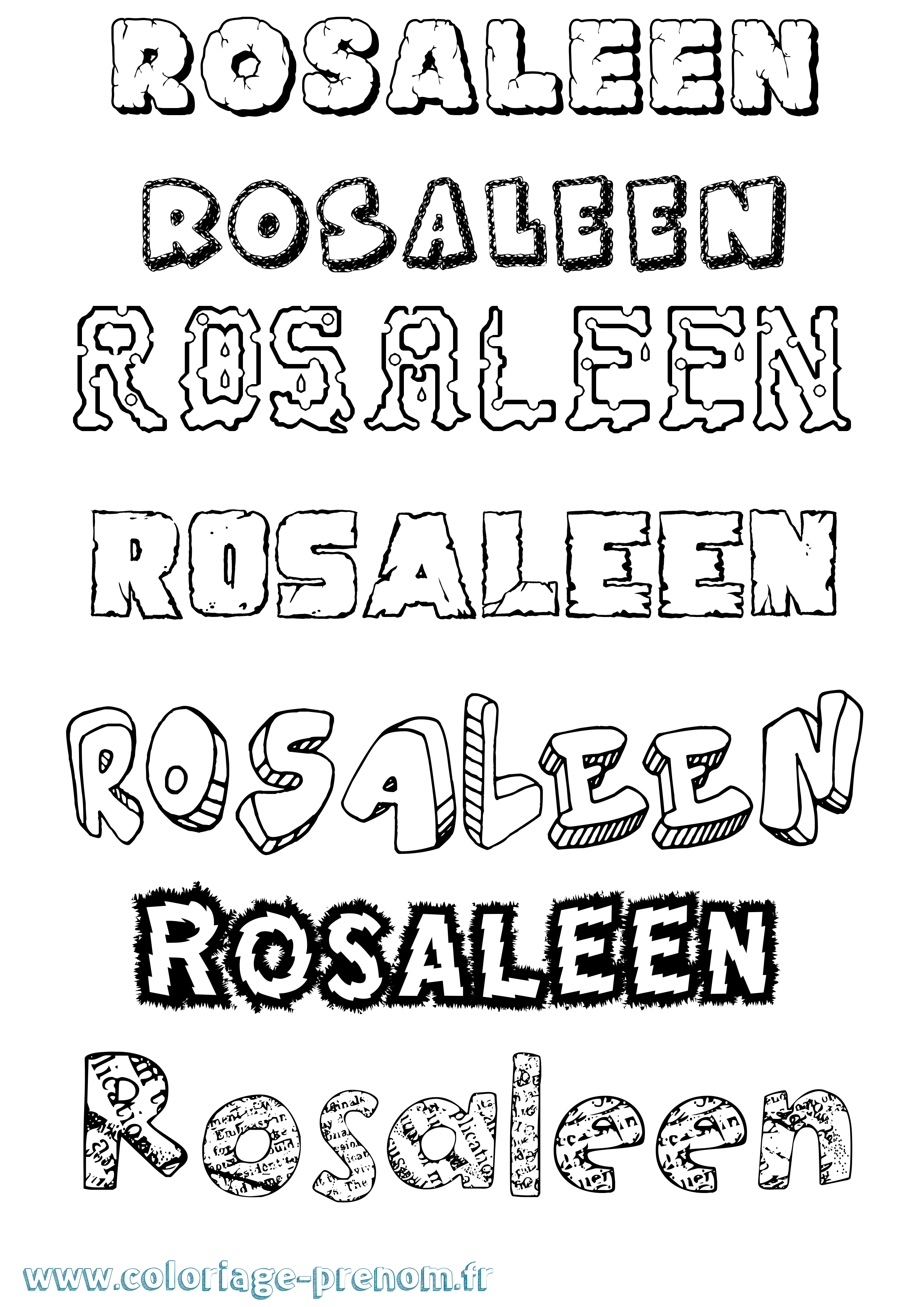 Coloriage Rosaleen Destructuré Coloriage prénom Rosaleen Destructuré