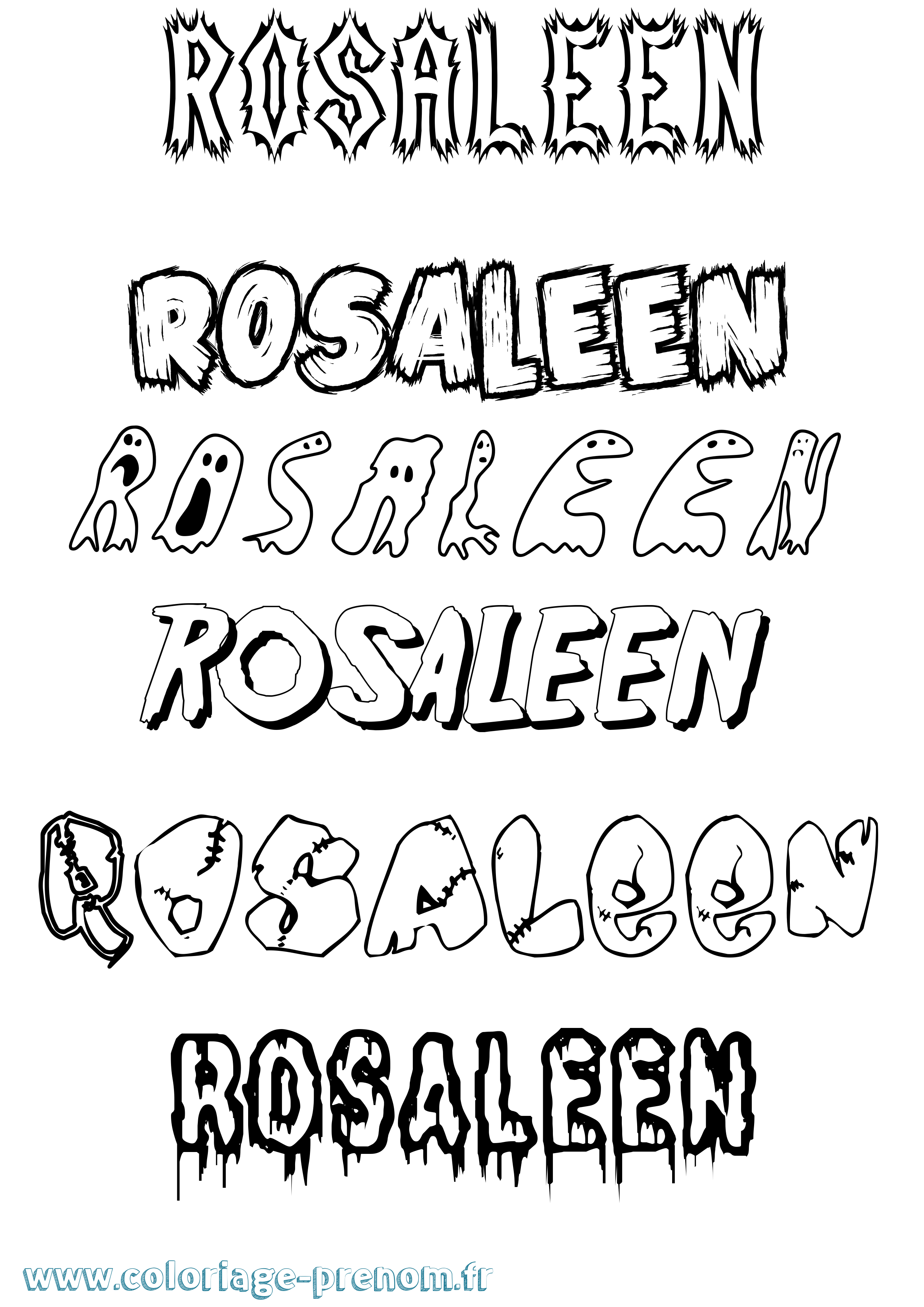 Coloriage Rosaleen Frisson Coloriage prénom Rosaleen Frisson