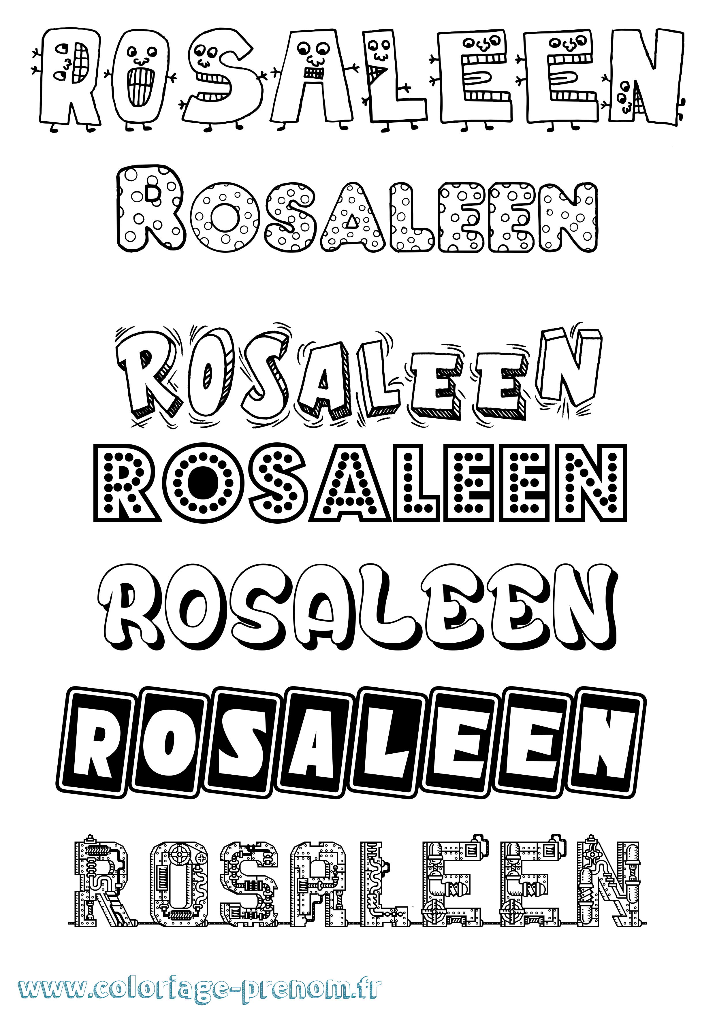 Coloriage Rosaleen Fun Coloriage prénom Rosaleen Fun