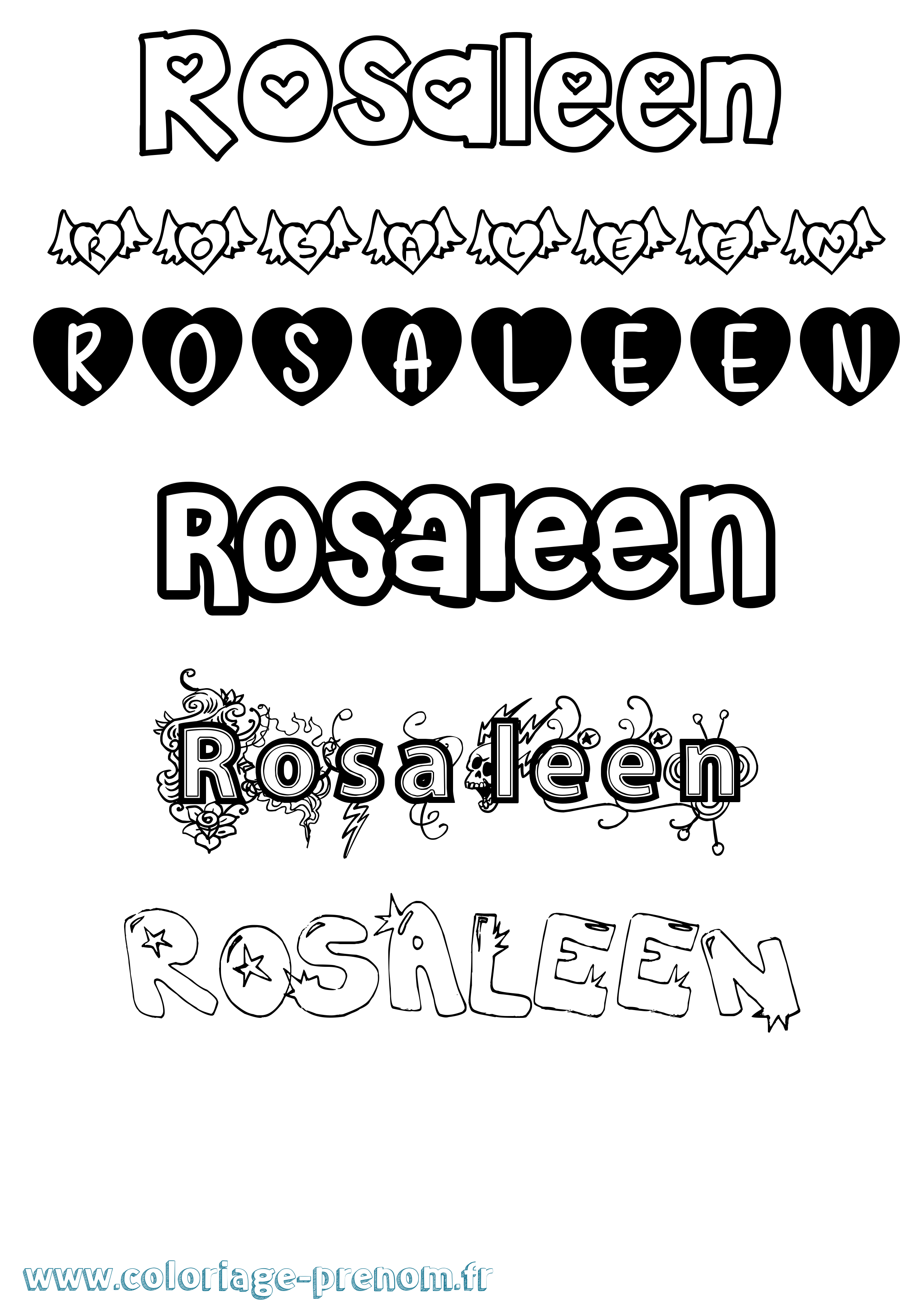 Coloriage Rosaleen Girly Coloriage prénom Rosaleen Girly