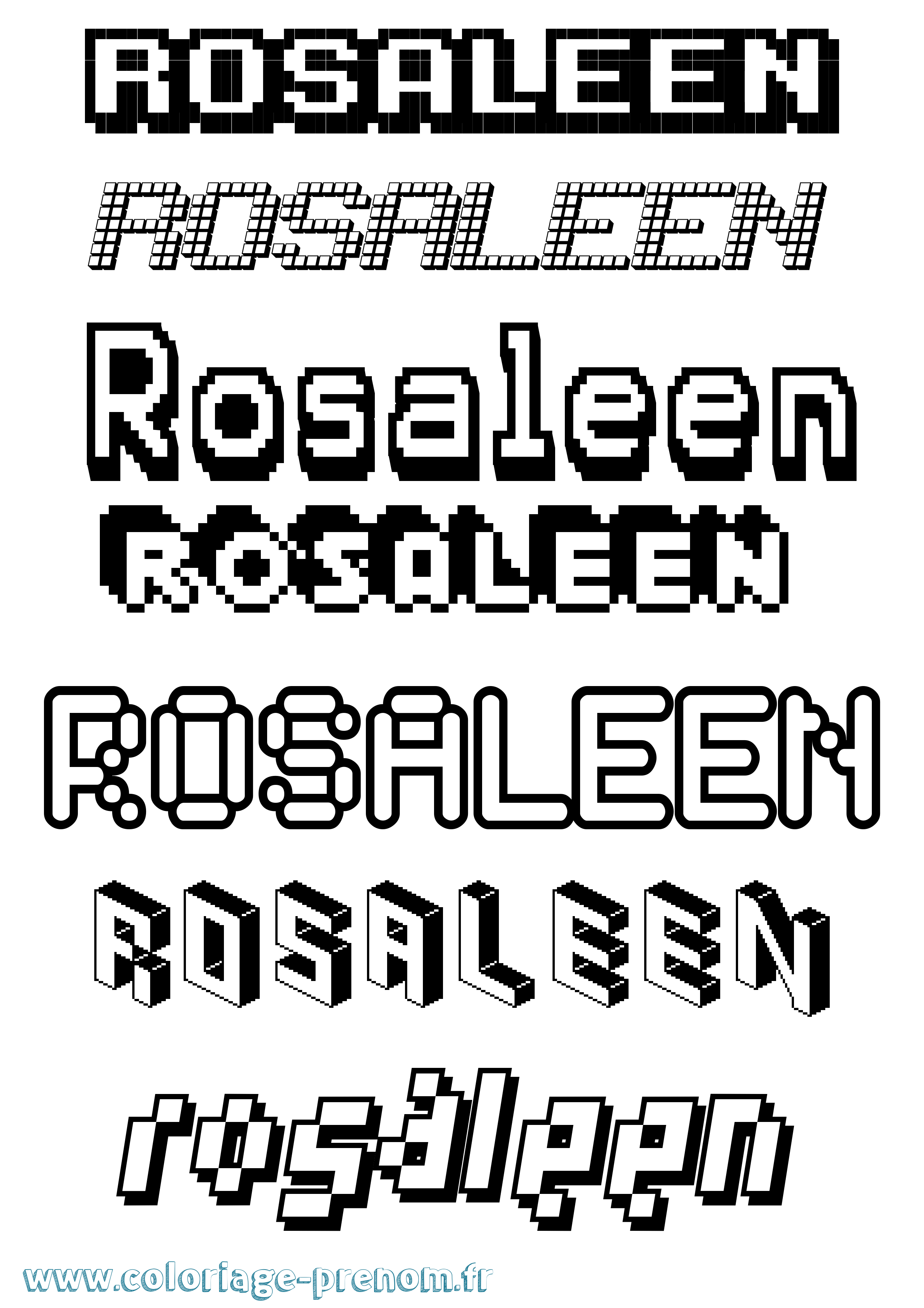 Coloriage Rosaleen Pixel Coloriage prénom Rosaleen Pixel