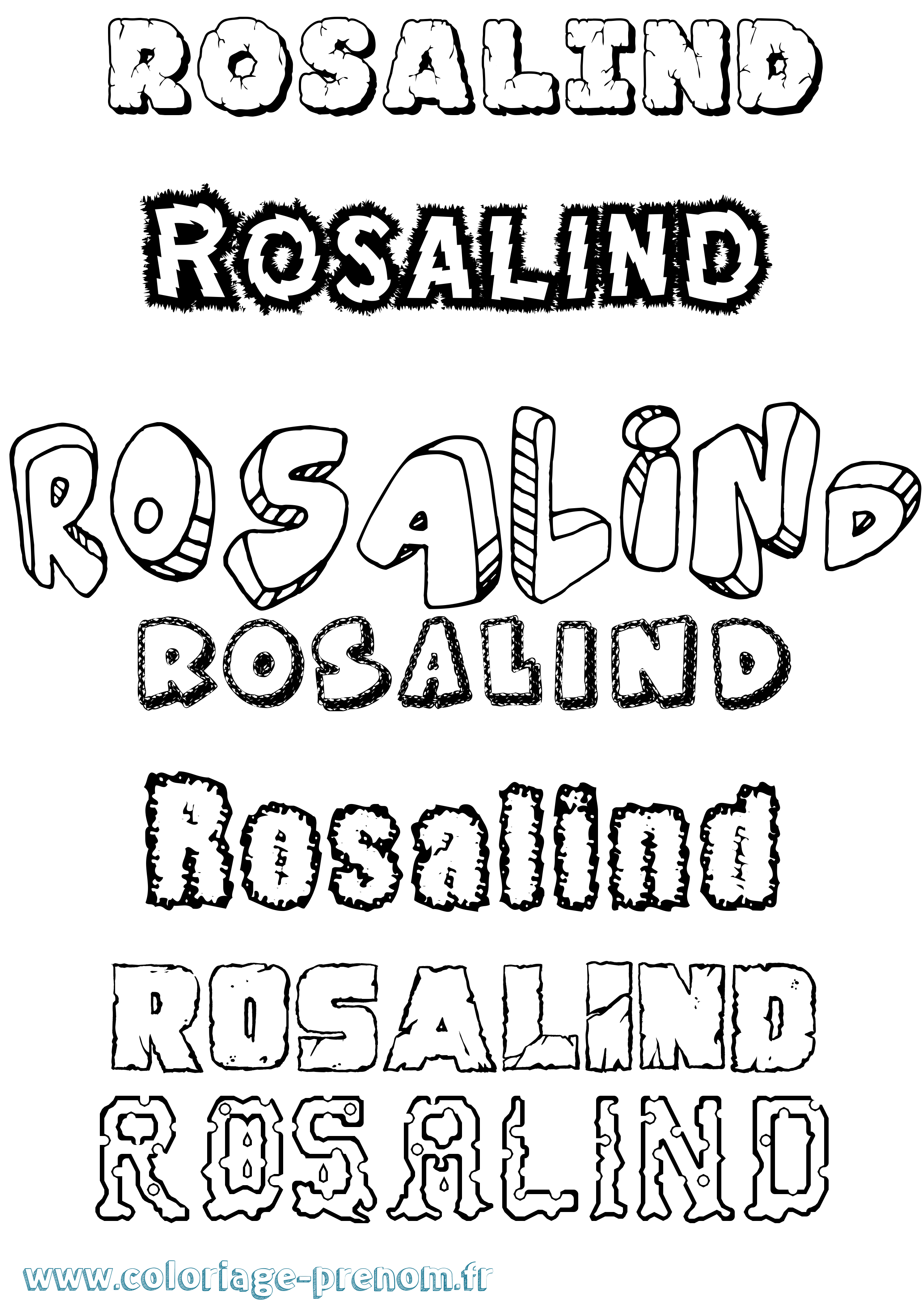Coloriage Rosalind Destructuré Coloriage prénom Rosalind Destructuré