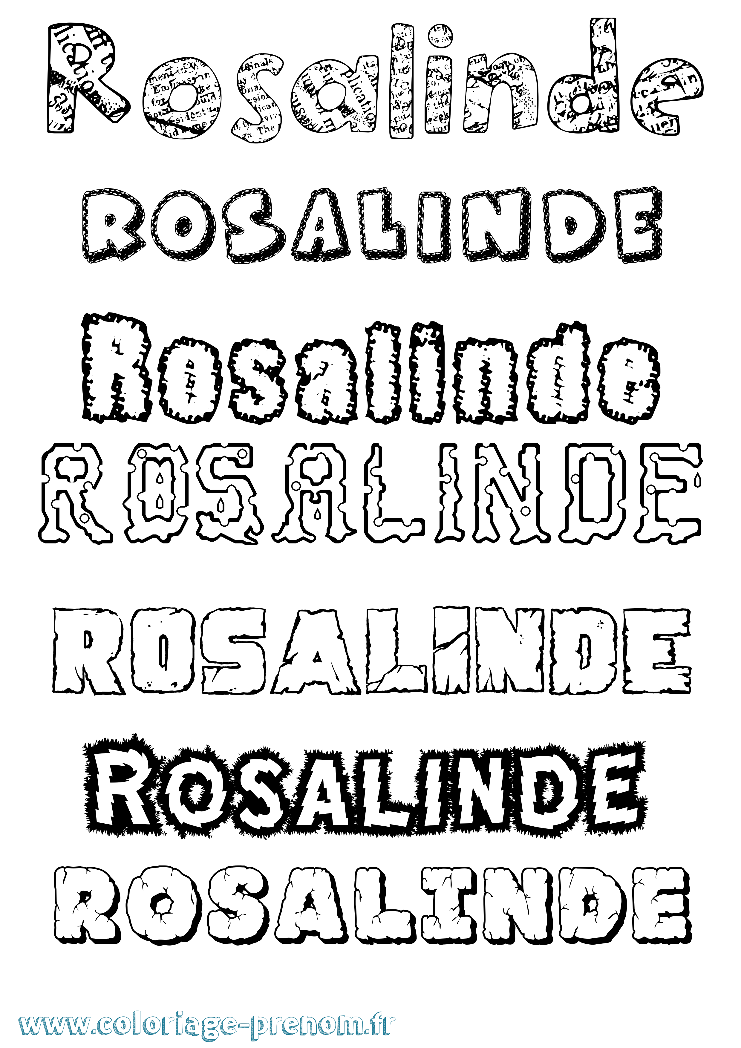 Coloriage Rosalinde Destructuré Coloriage prénom Rosalinde Destructuré
