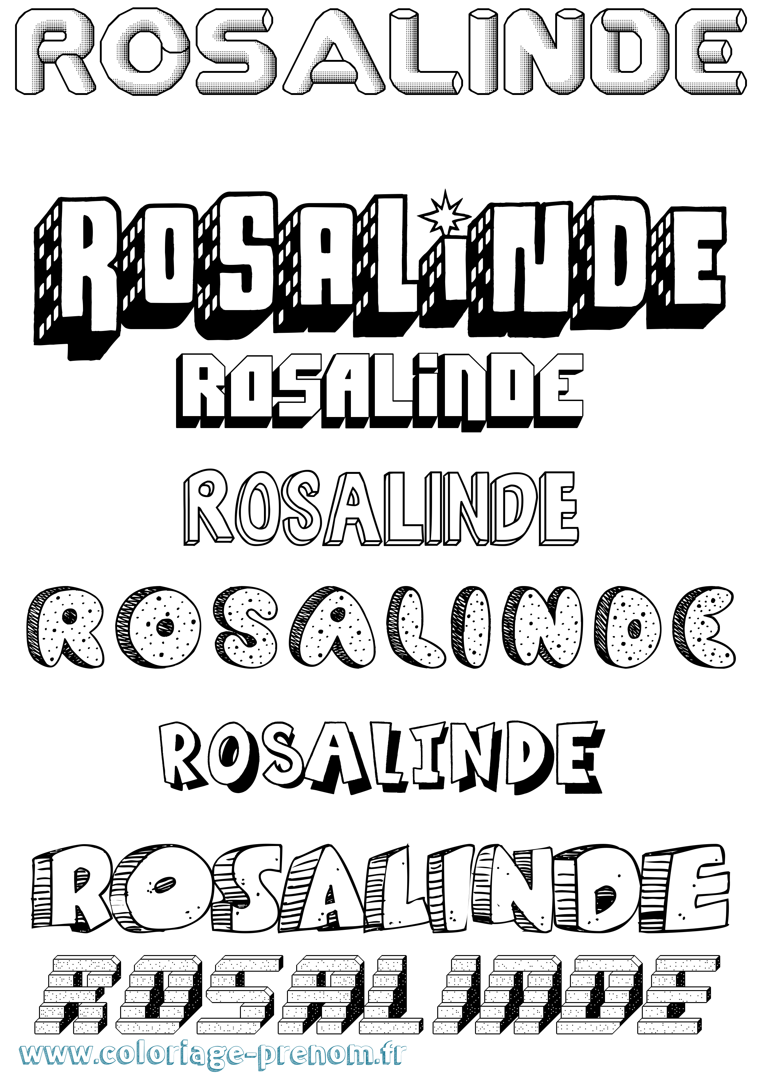 Coloriage Rosalinde Effet 3D Coloriage prénom Rosalinde Effet 3D