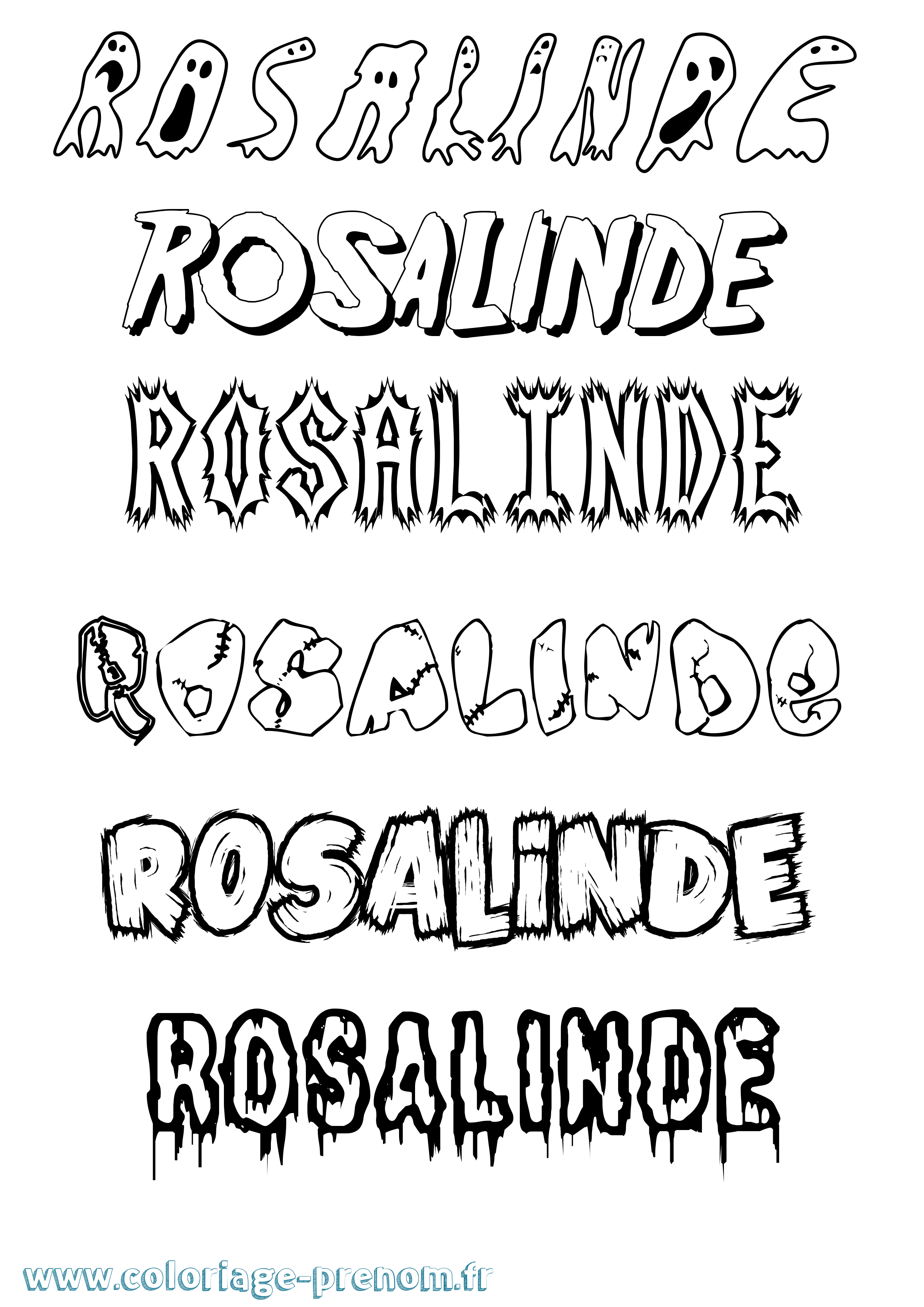 Coloriage Rosalinde Frisson Coloriage prénom Rosalinde Frisson
