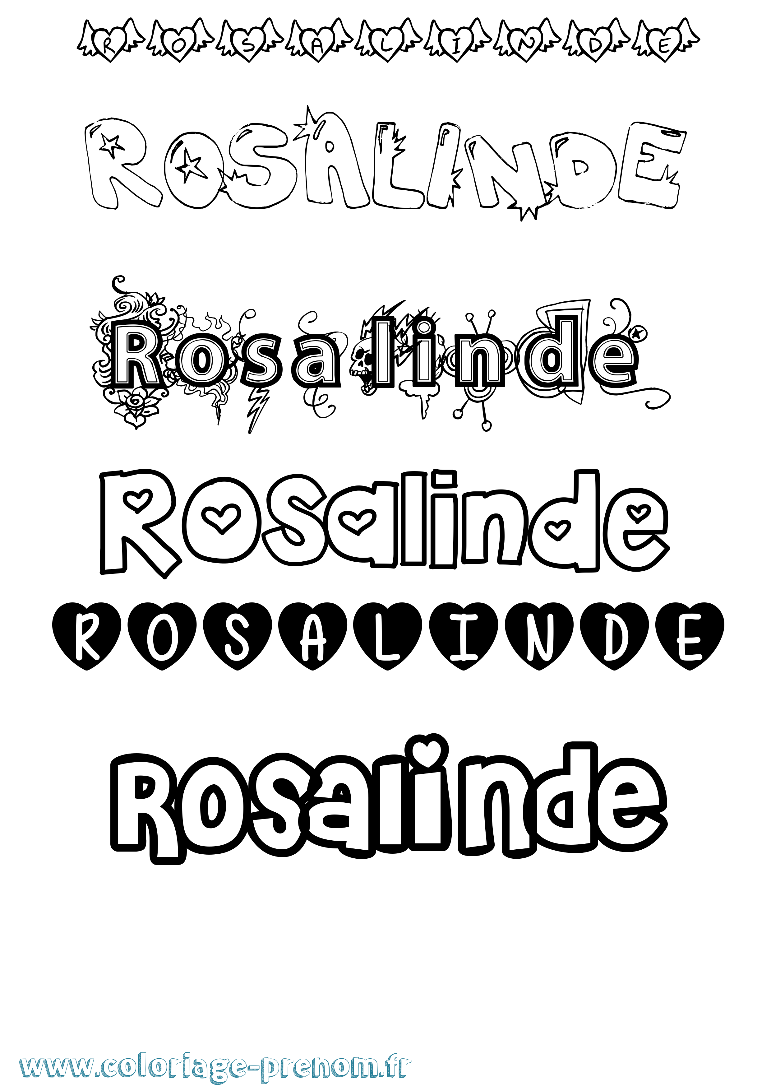 Coloriage Rosalinde Girly Coloriage prénom Rosalinde Girly