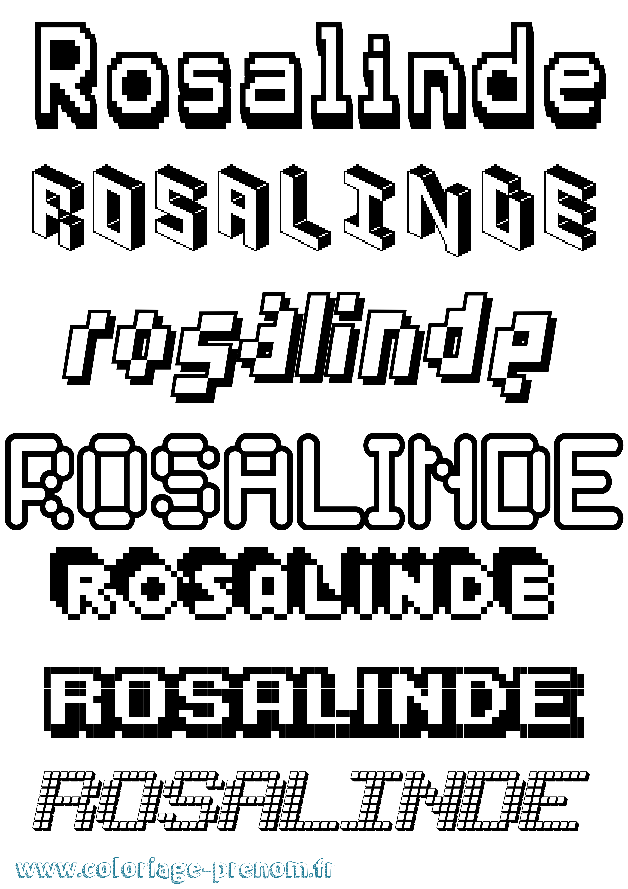 Coloriage Rosalinde Pixel Coloriage prénom Rosalinde Pixel