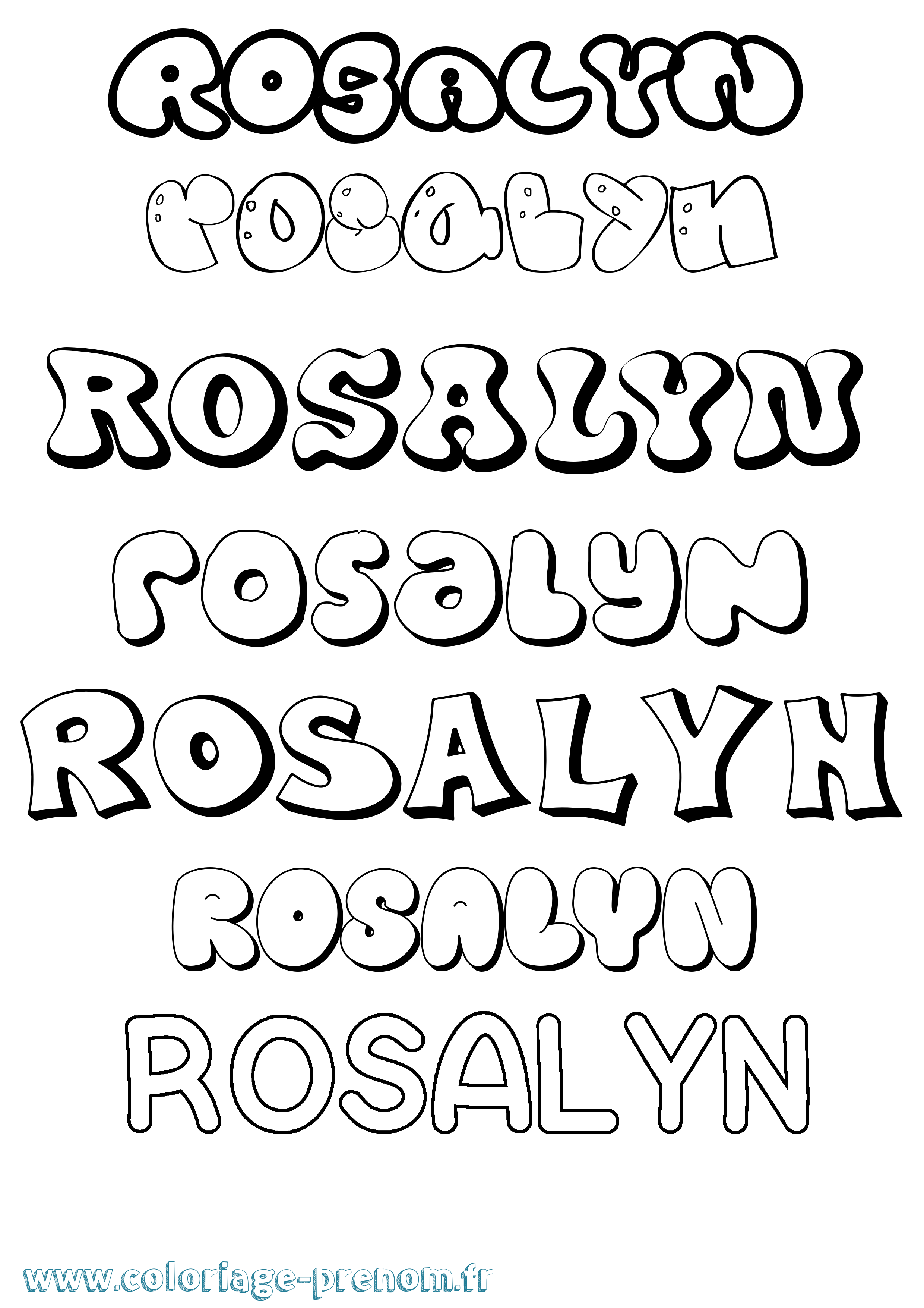 Coloriage Rosalyn Bubble Coloriage prénom Rosalyn Bubble