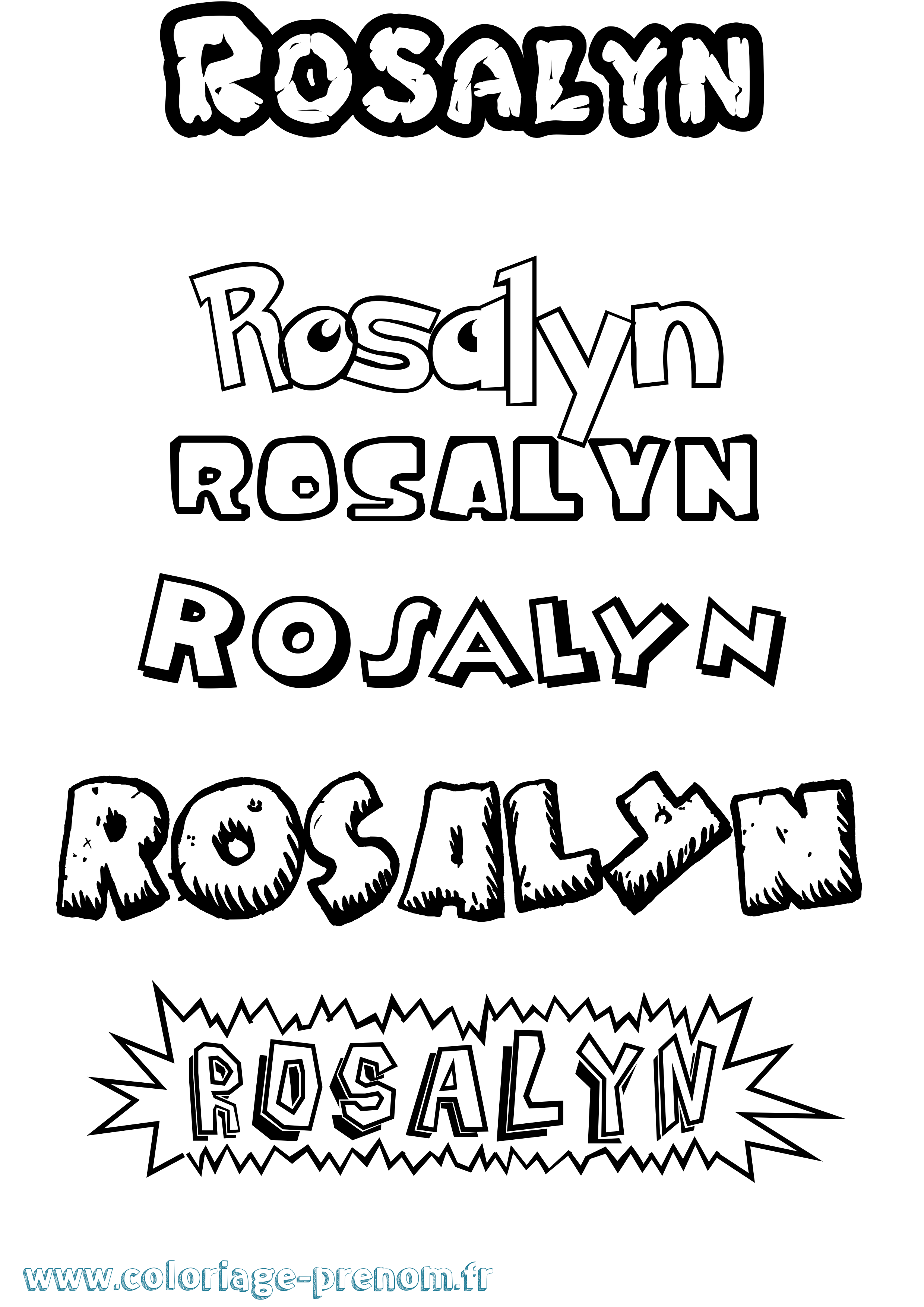 Coloriage Rosalyn Dessin Animé Coloriage prénom Rosalyn Dessin Animé