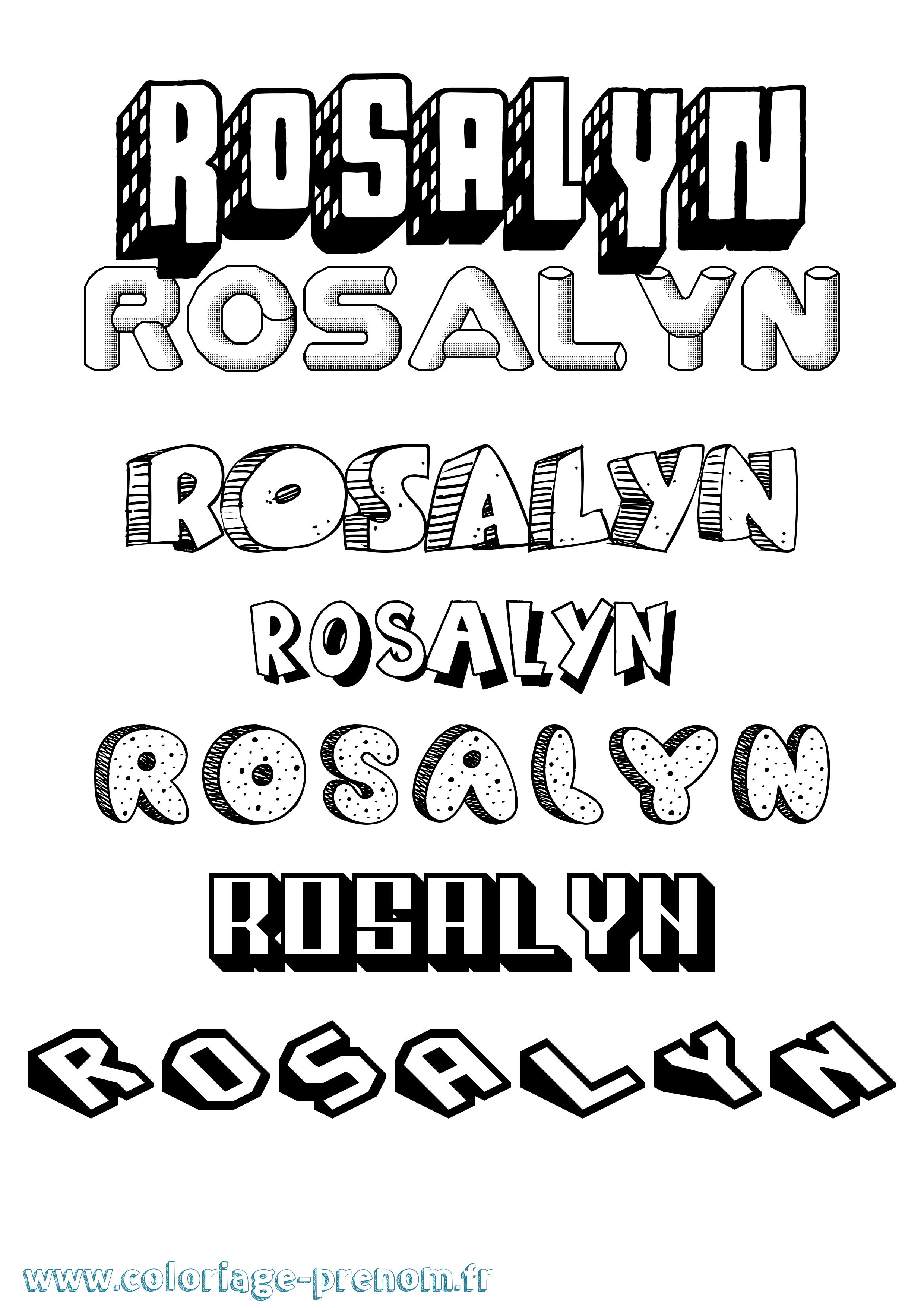 Coloriage Rosalyn Effet 3D Coloriage prénom Rosalyn Effet 3D