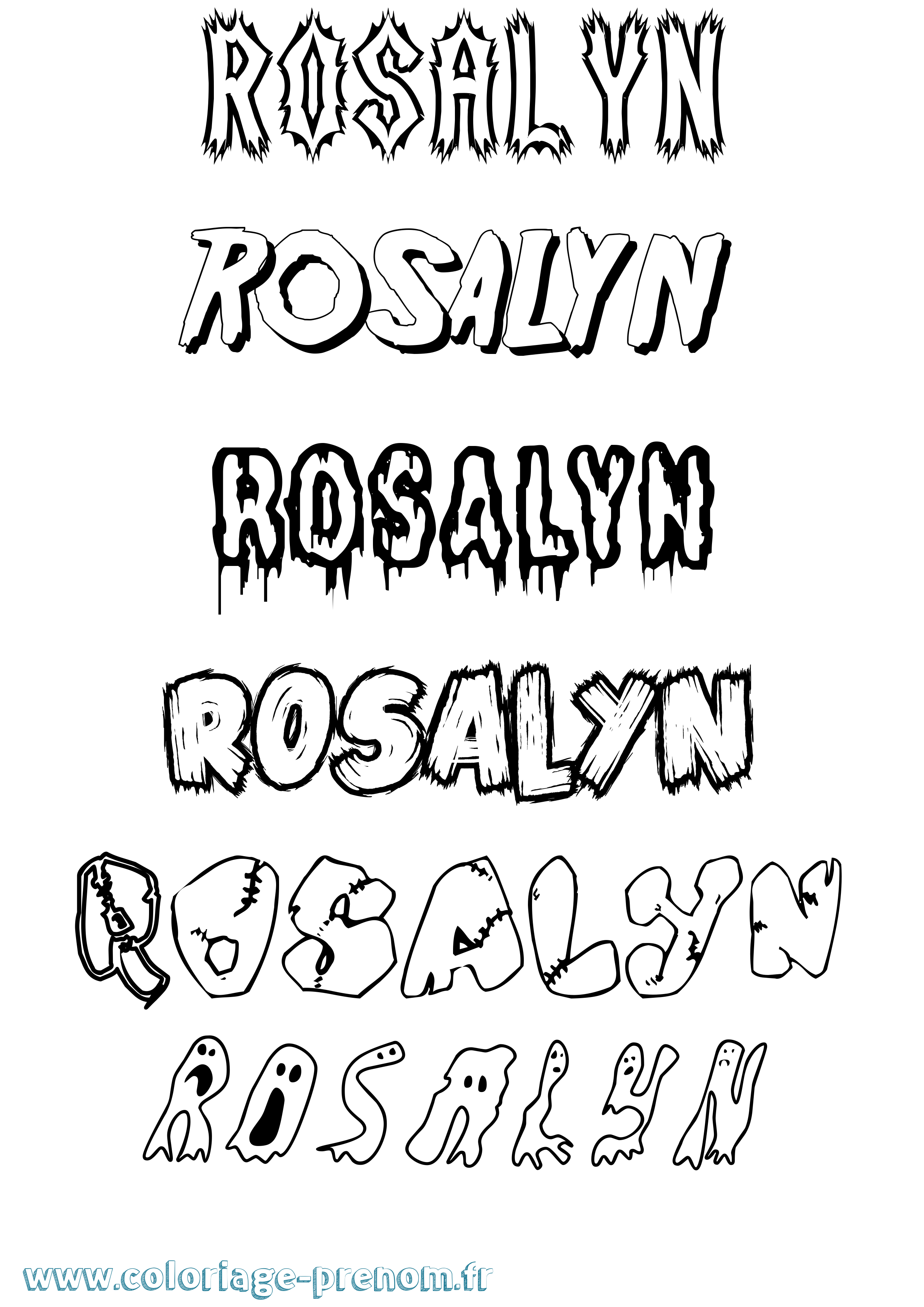 Coloriage Rosalyn Frisson Coloriage prénom Rosalyn Frisson