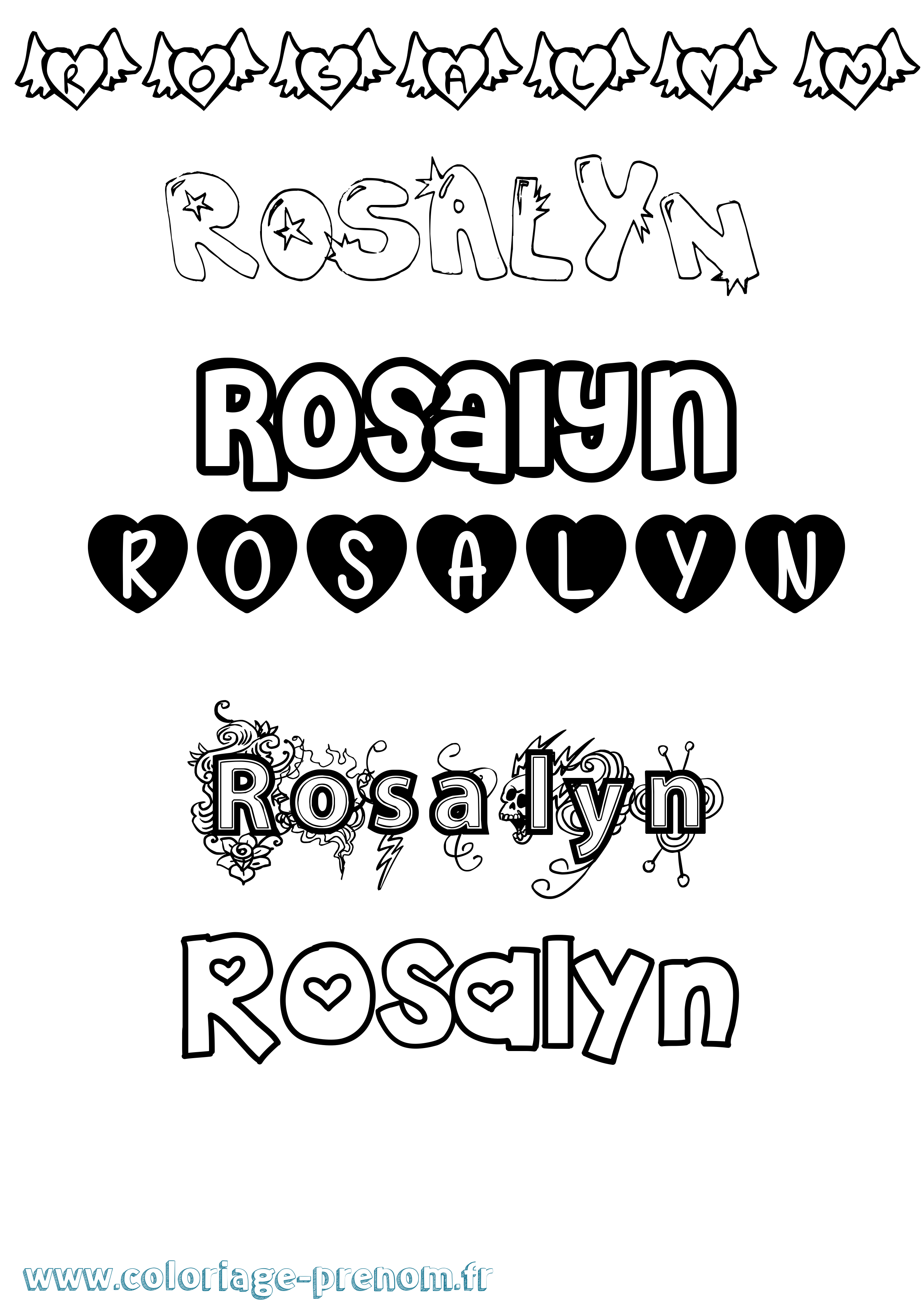 Coloriage Rosalyn Girly Coloriage prénom Rosalyn Girly