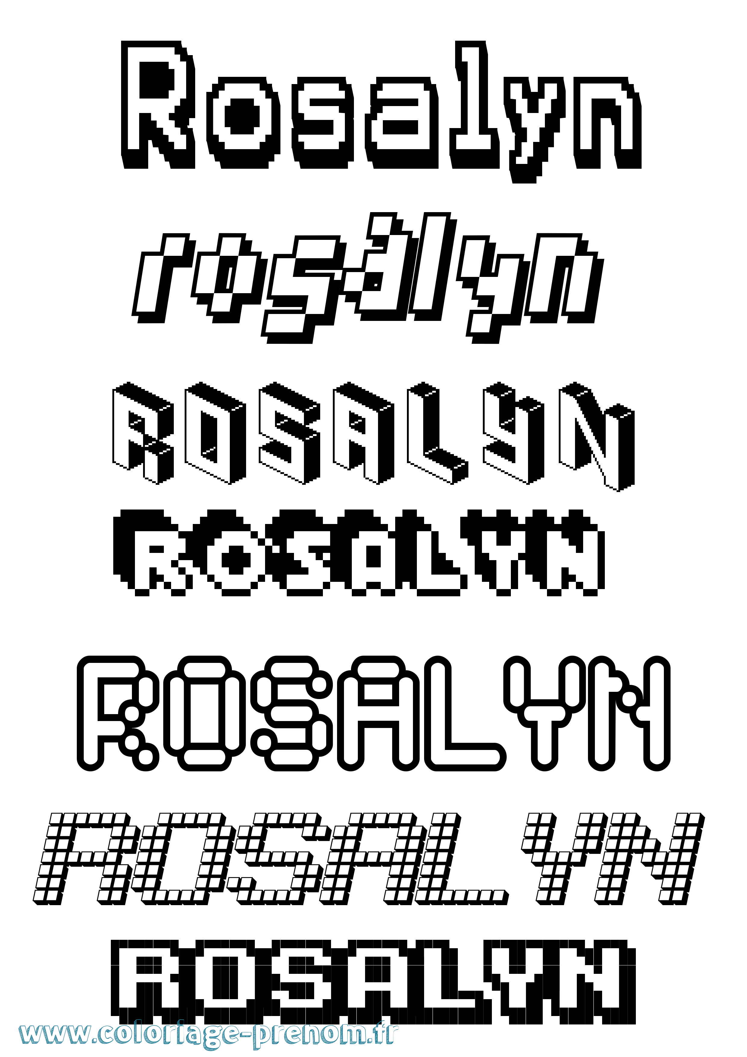 Coloriage Rosalyn Pixel Coloriage prénom Rosalyn Pixel