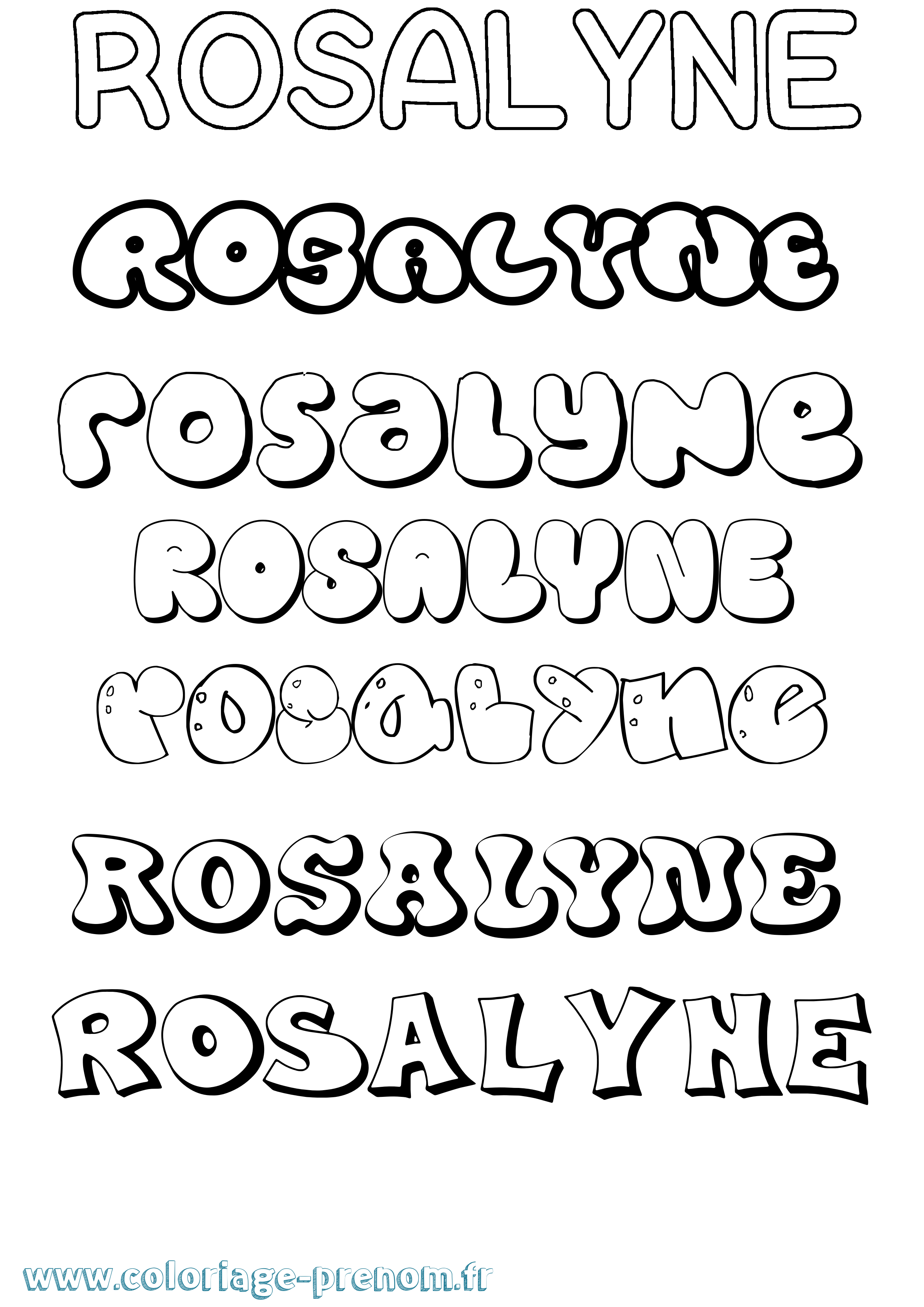 Coloriage Rosalyne Bubble Coloriage prénom Rosalyne Bubble