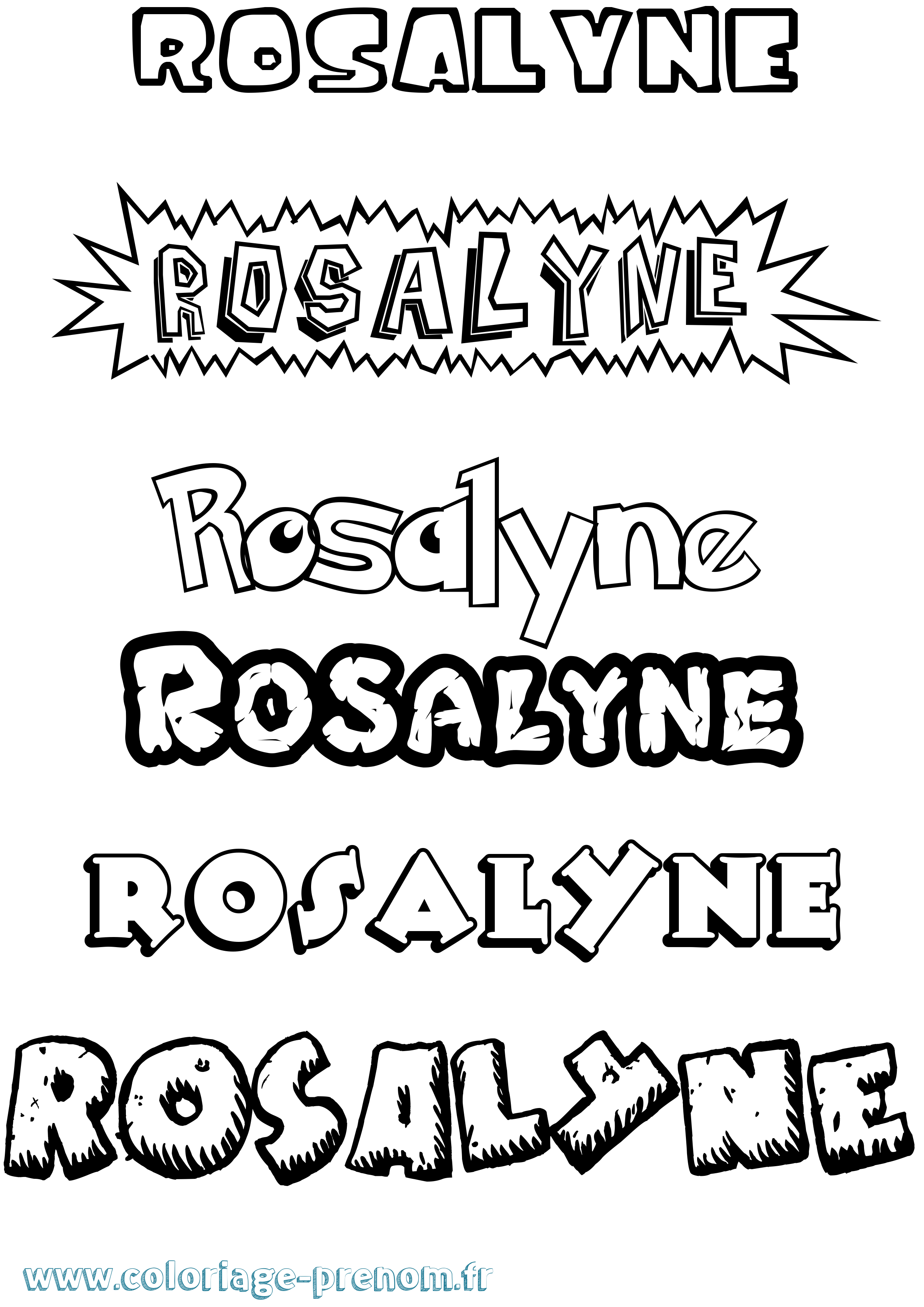 Coloriage Rosalyne Dessin Animé Coloriage prénom Rosalyne Dessin Animé