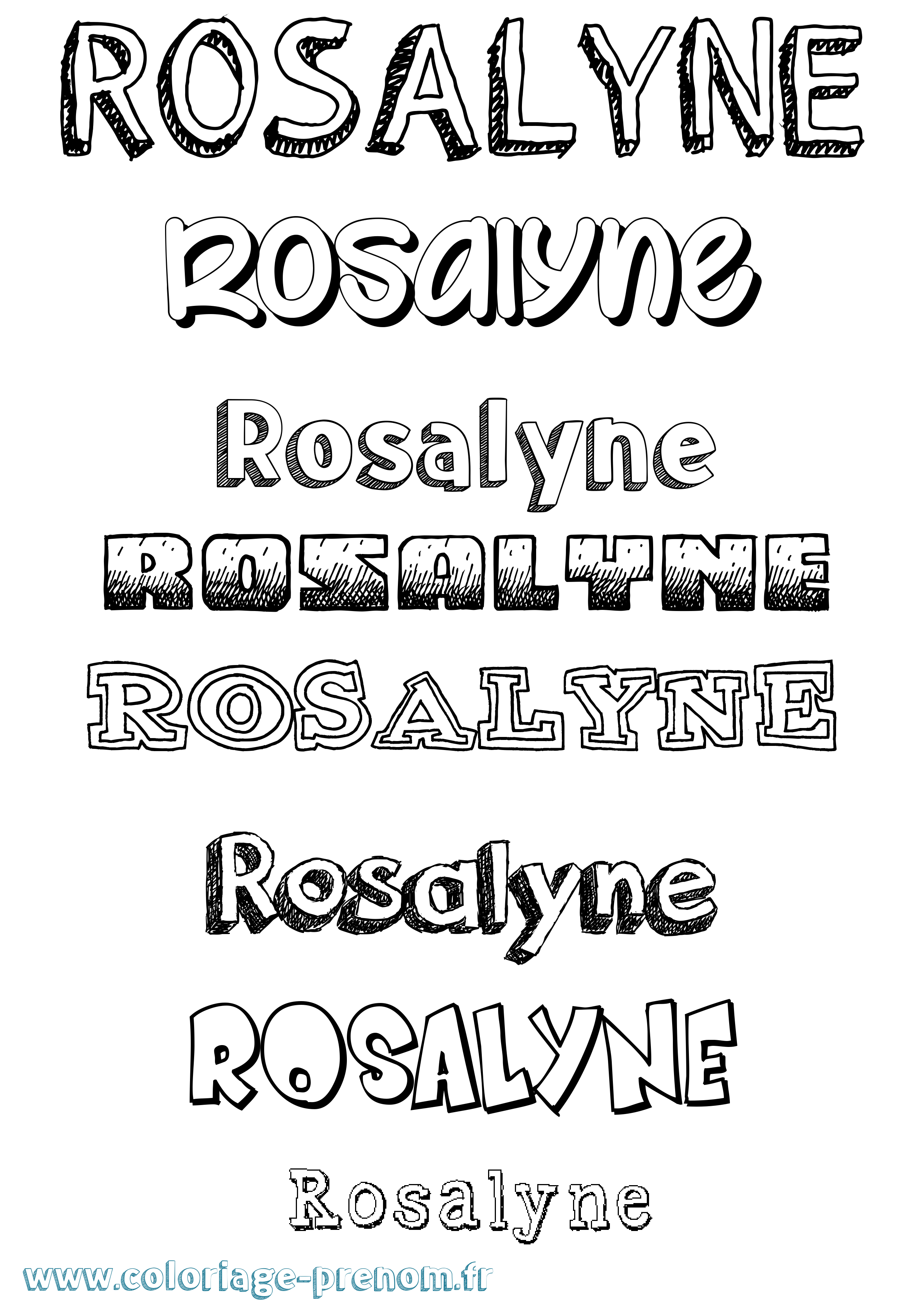 Coloriage Rosalyne Dessiné Coloriage prénom Rosalyne Dessiné