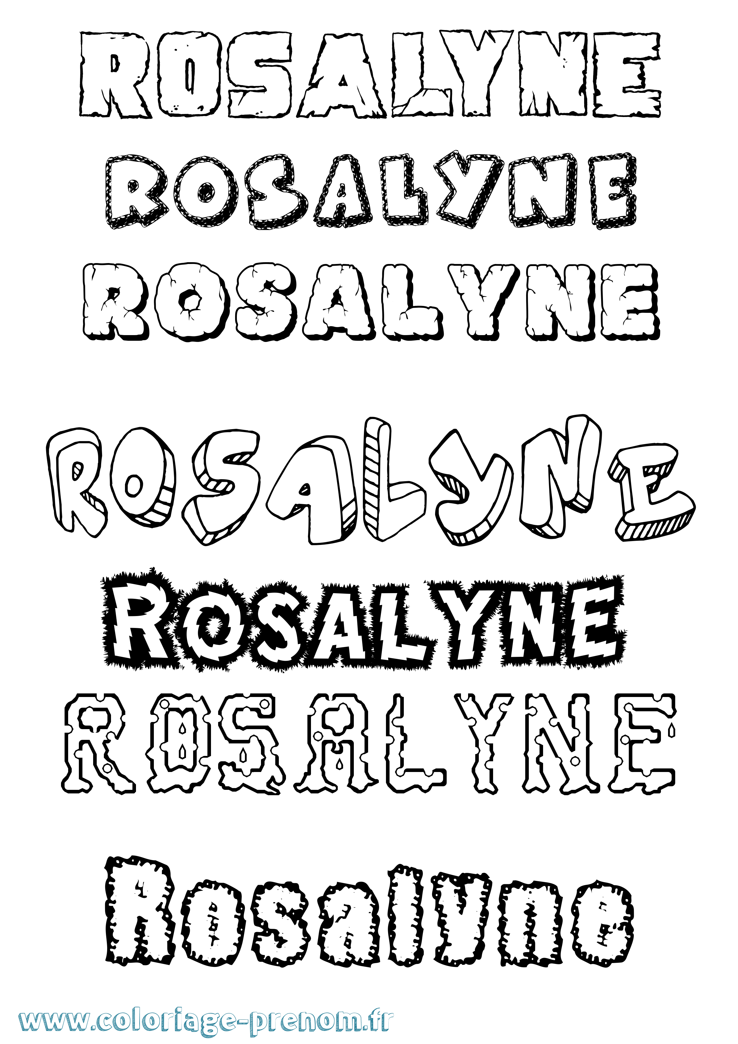 Coloriage Rosalyne Destructuré Coloriage prénom Rosalyne Destructuré