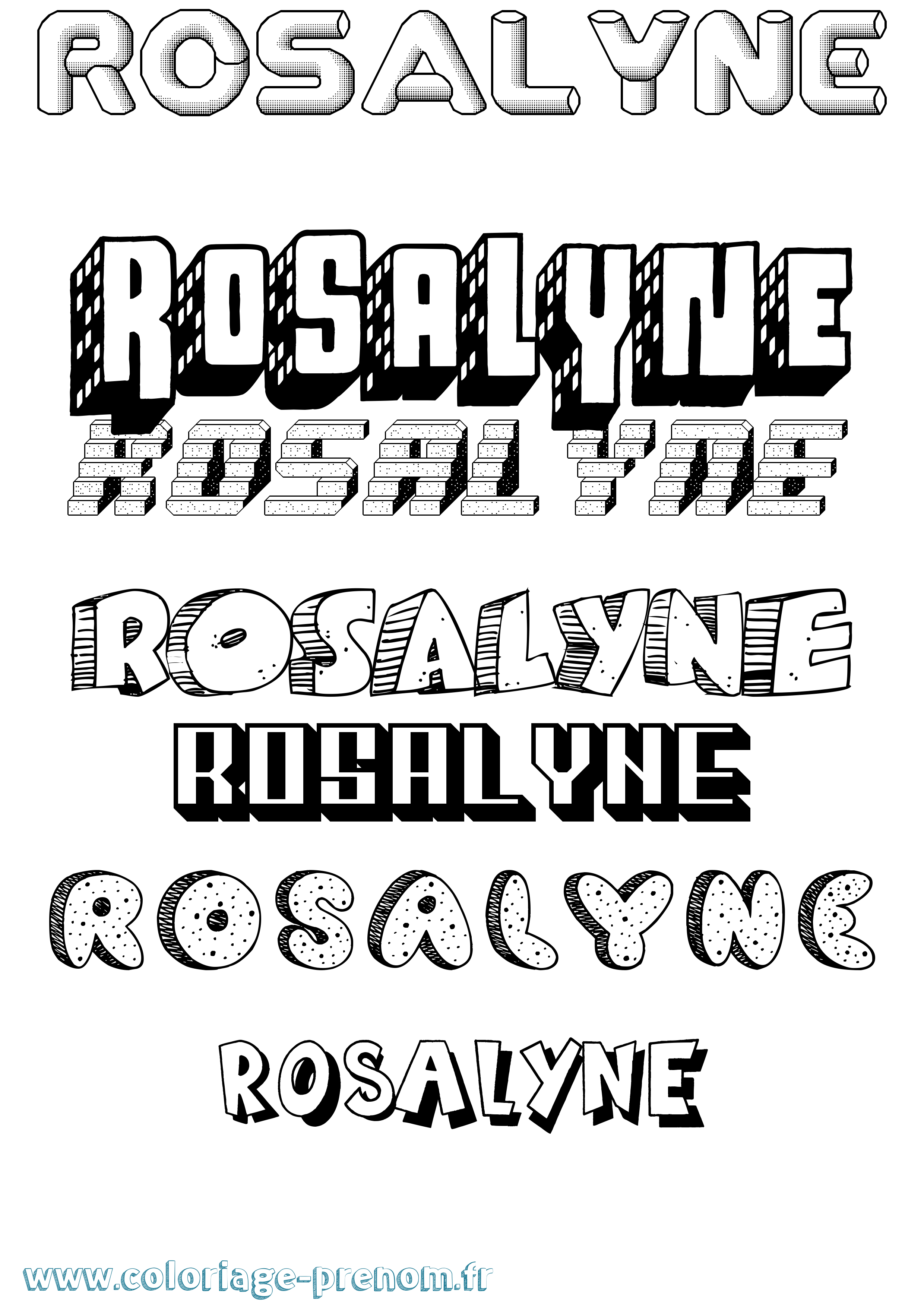Coloriage Rosalyne Effet 3D Coloriage prénom Rosalyne Effet 3D