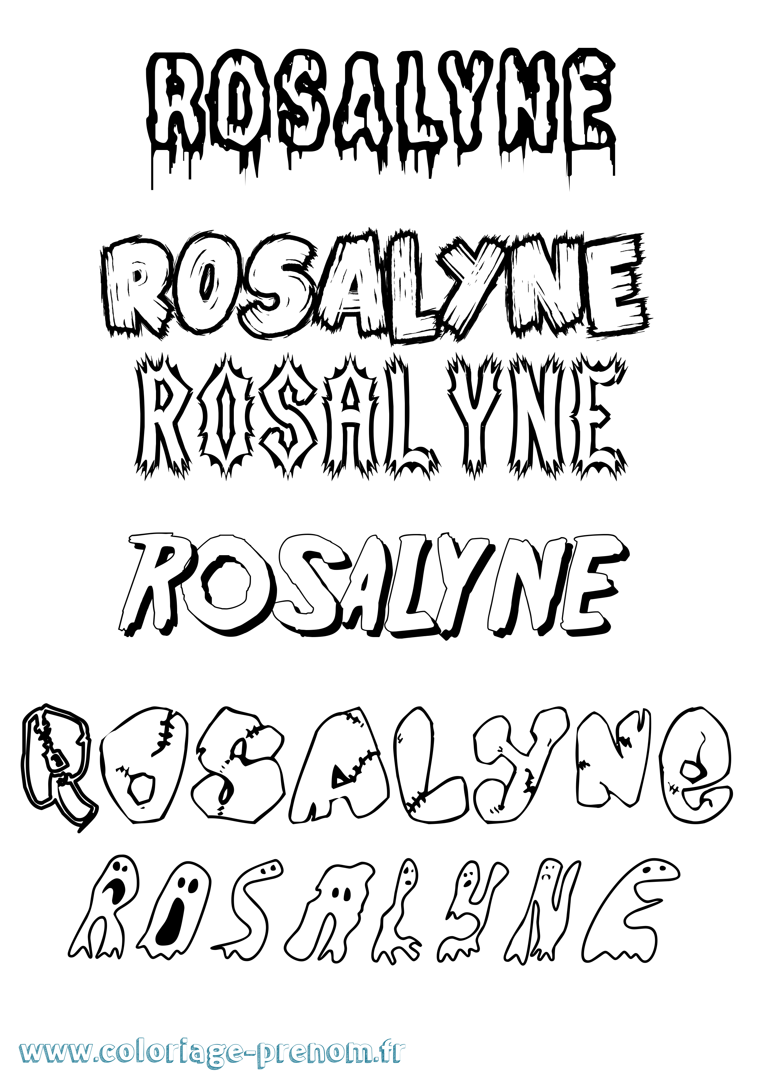 Coloriage Rosalyne Frisson Coloriage prénom Rosalyne Frisson