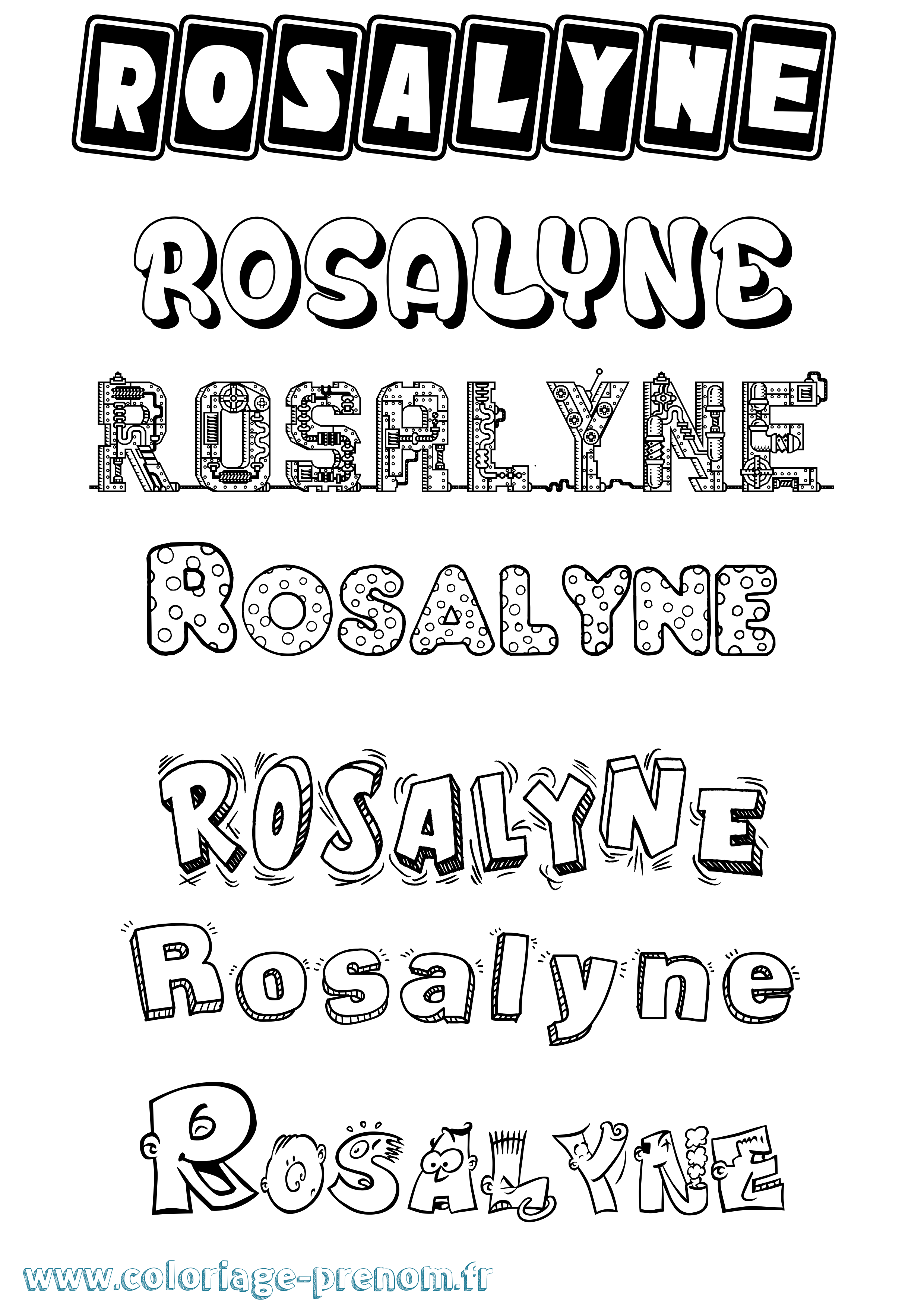 Coloriage Rosalyne Fun Coloriage prénom Rosalyne Fun