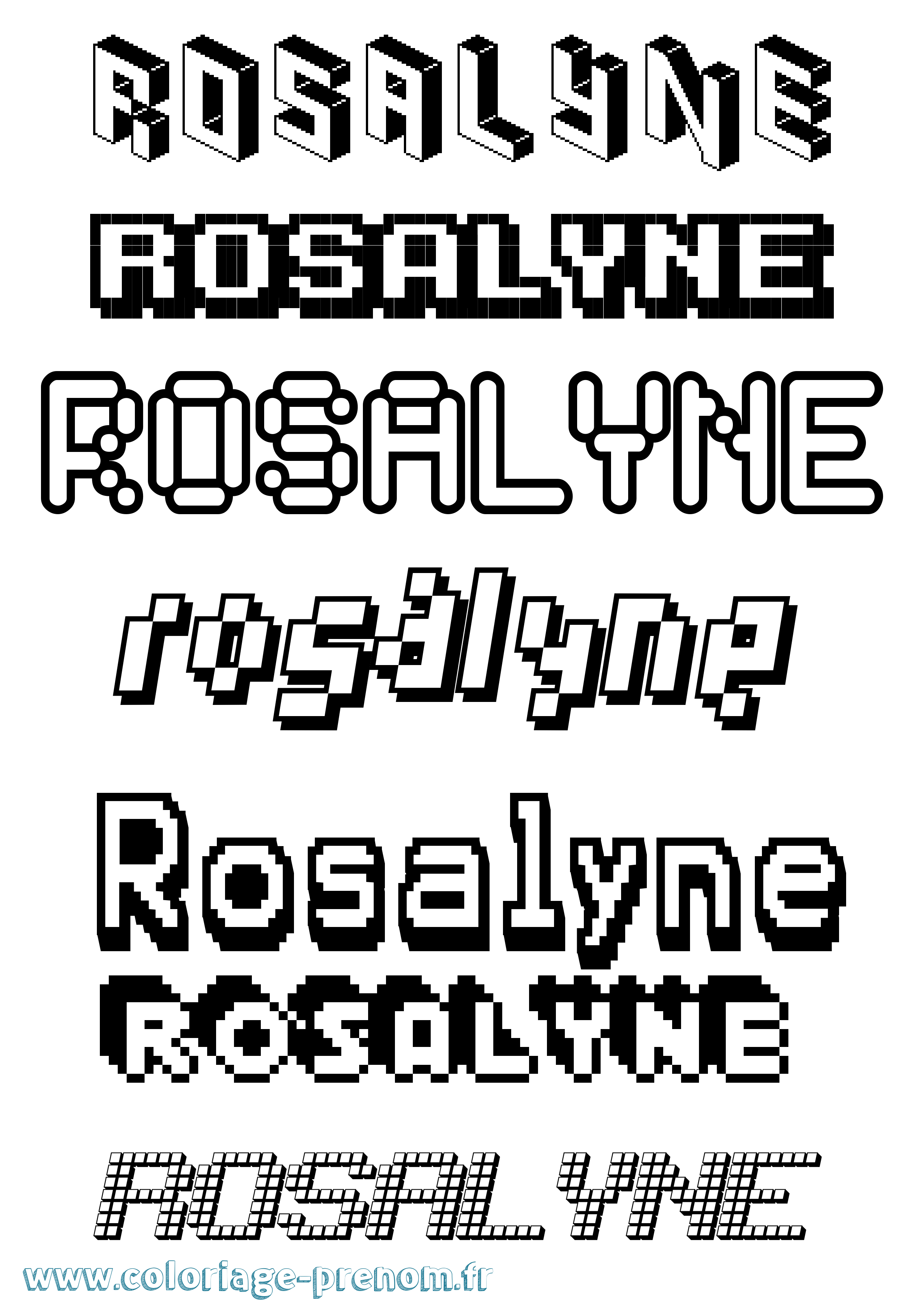 Coloriage Rosalyne Pixel Coloriage prénom Rosalyne Pixel