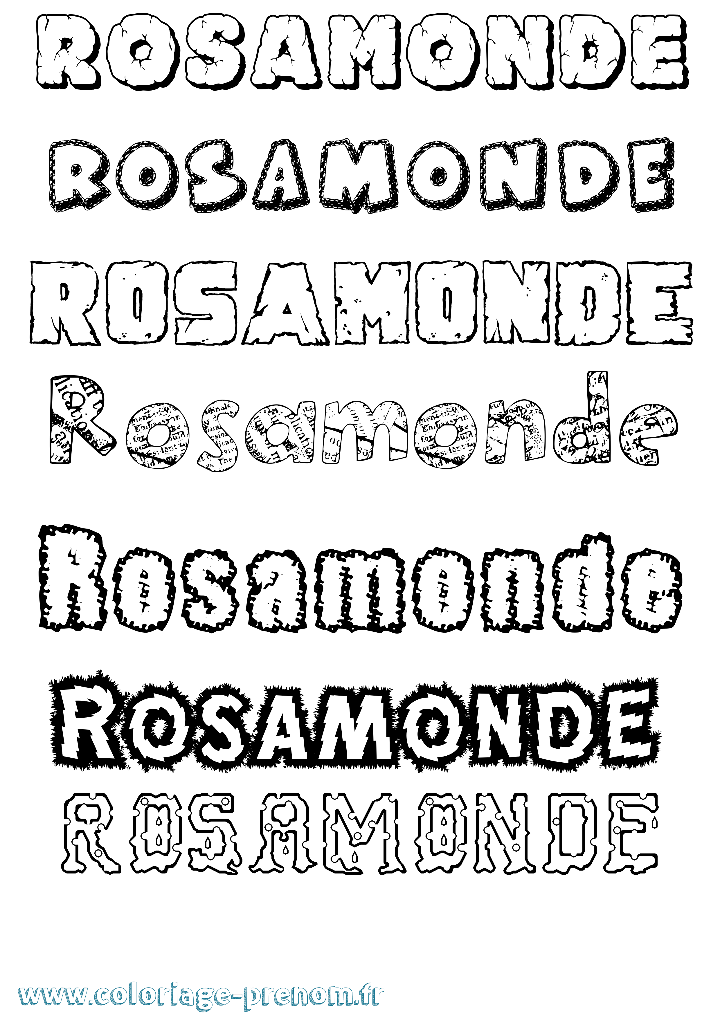 Coloriage Rosamonde Destructuré Coloriage prénom Rosamonde Destructuré