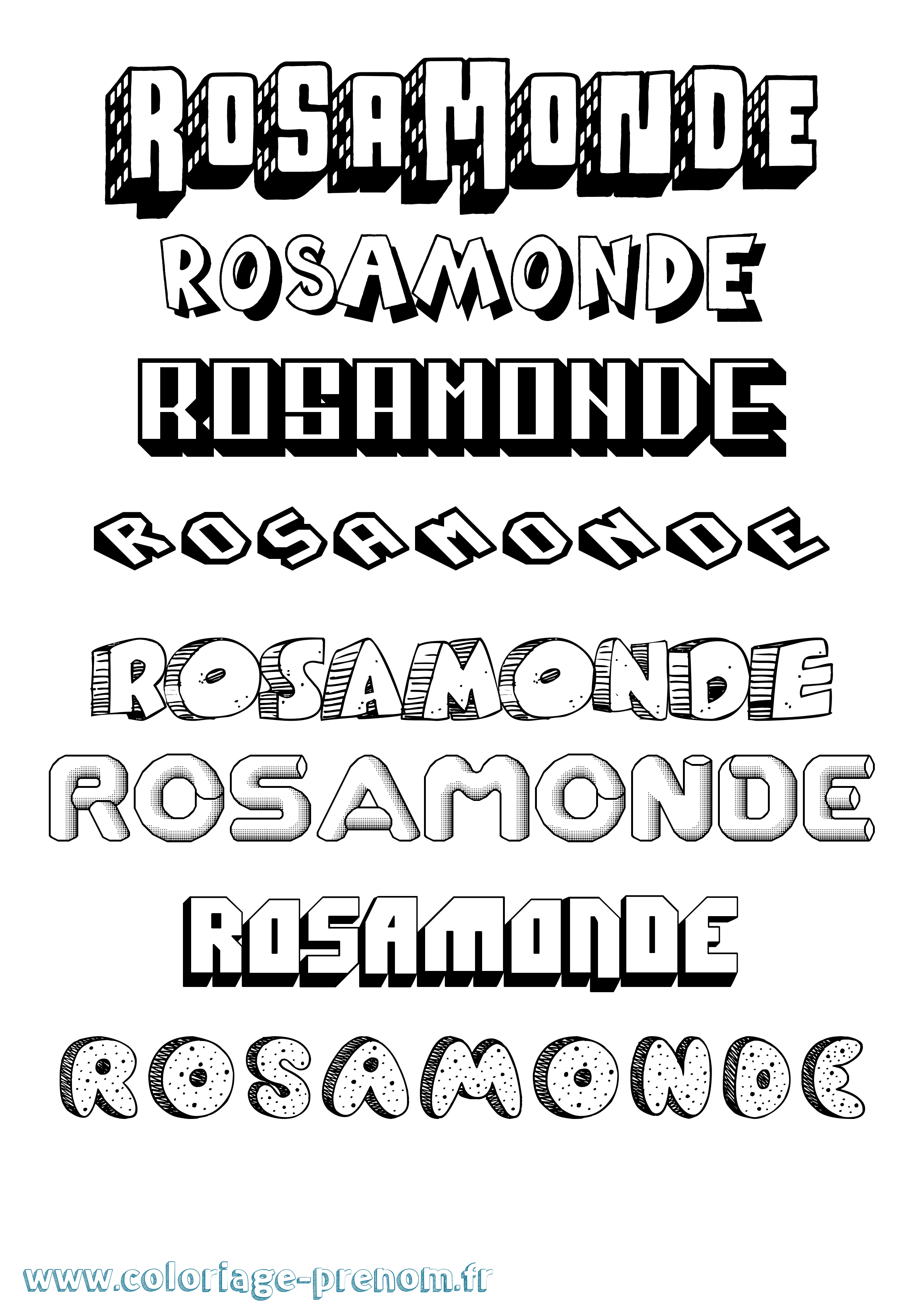 Coloriage Rosamonde Effet 3D Coloriage prénom Rosamonde Effet 3D