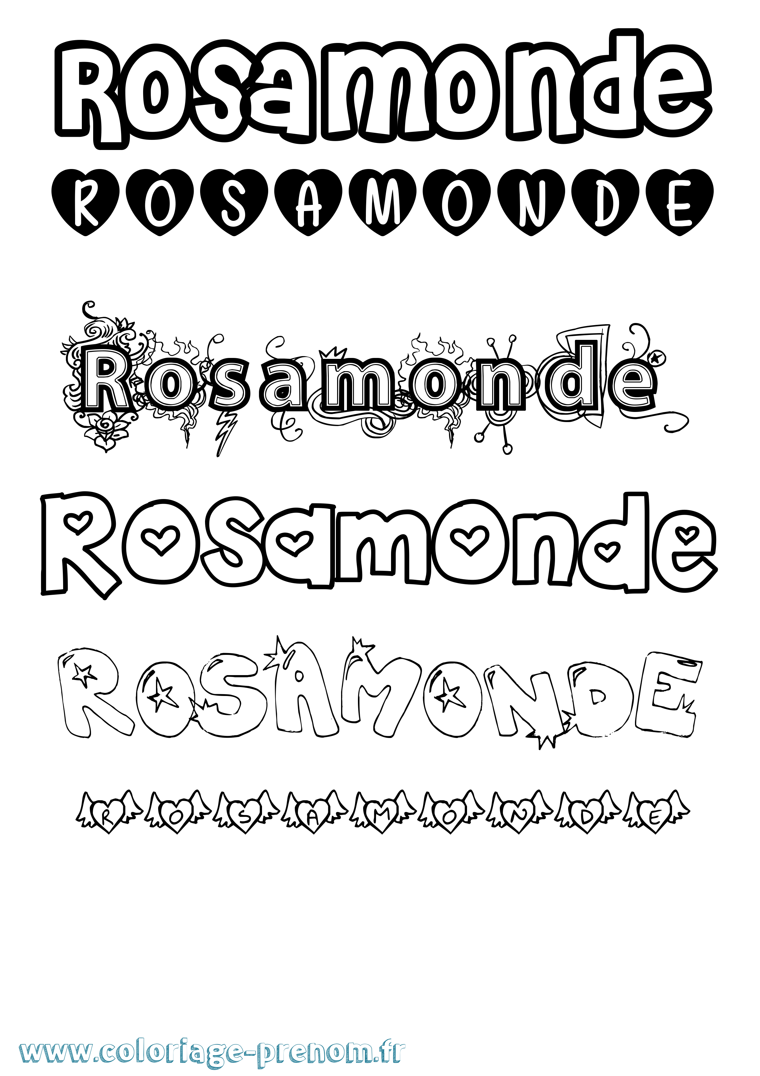 Coloriage Rosamonde Girly Coloriage prénom Rosamonde Girly