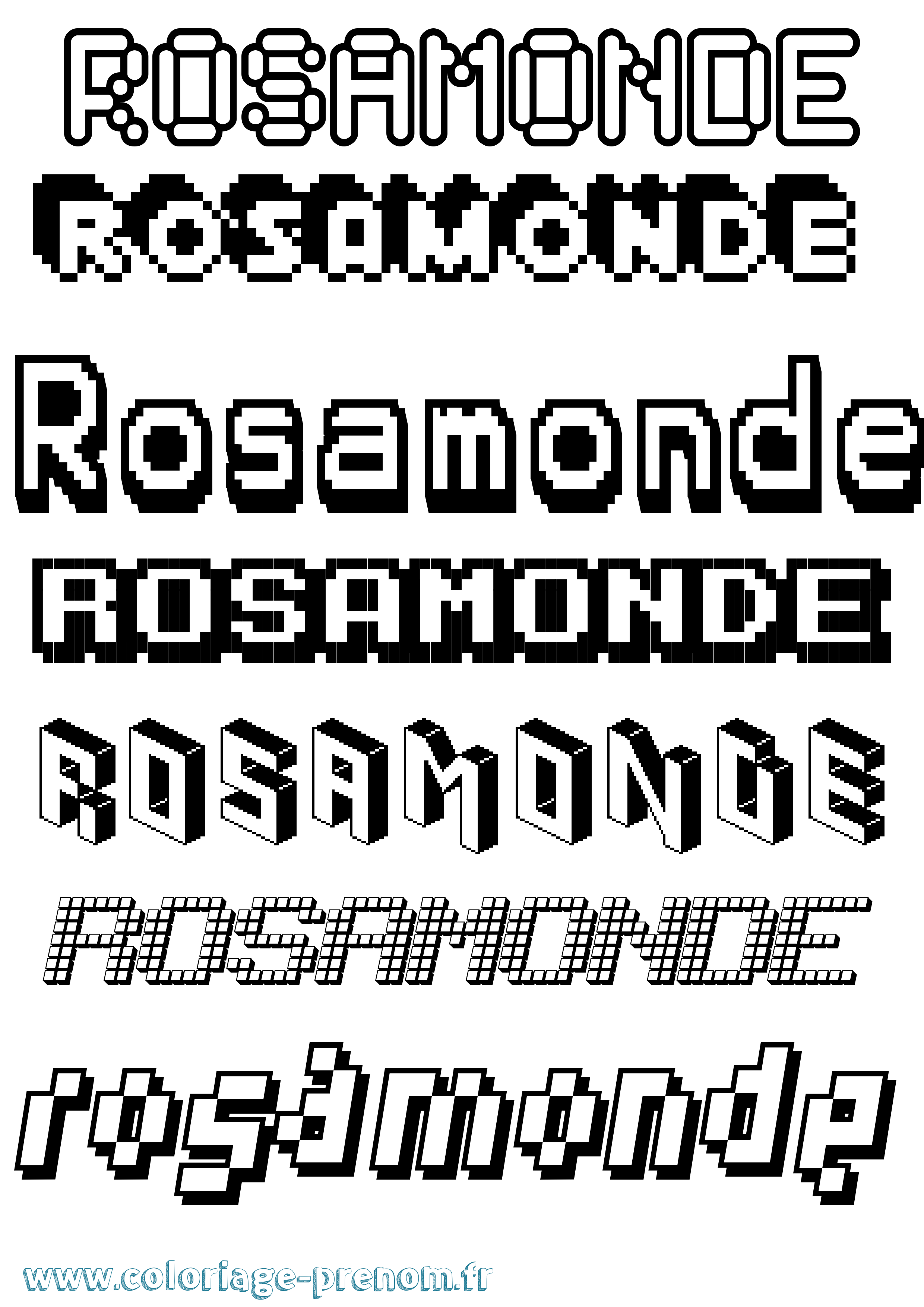 Coloriage Rosamonde Pixel Coloriage prénom Rosamonde Pixel