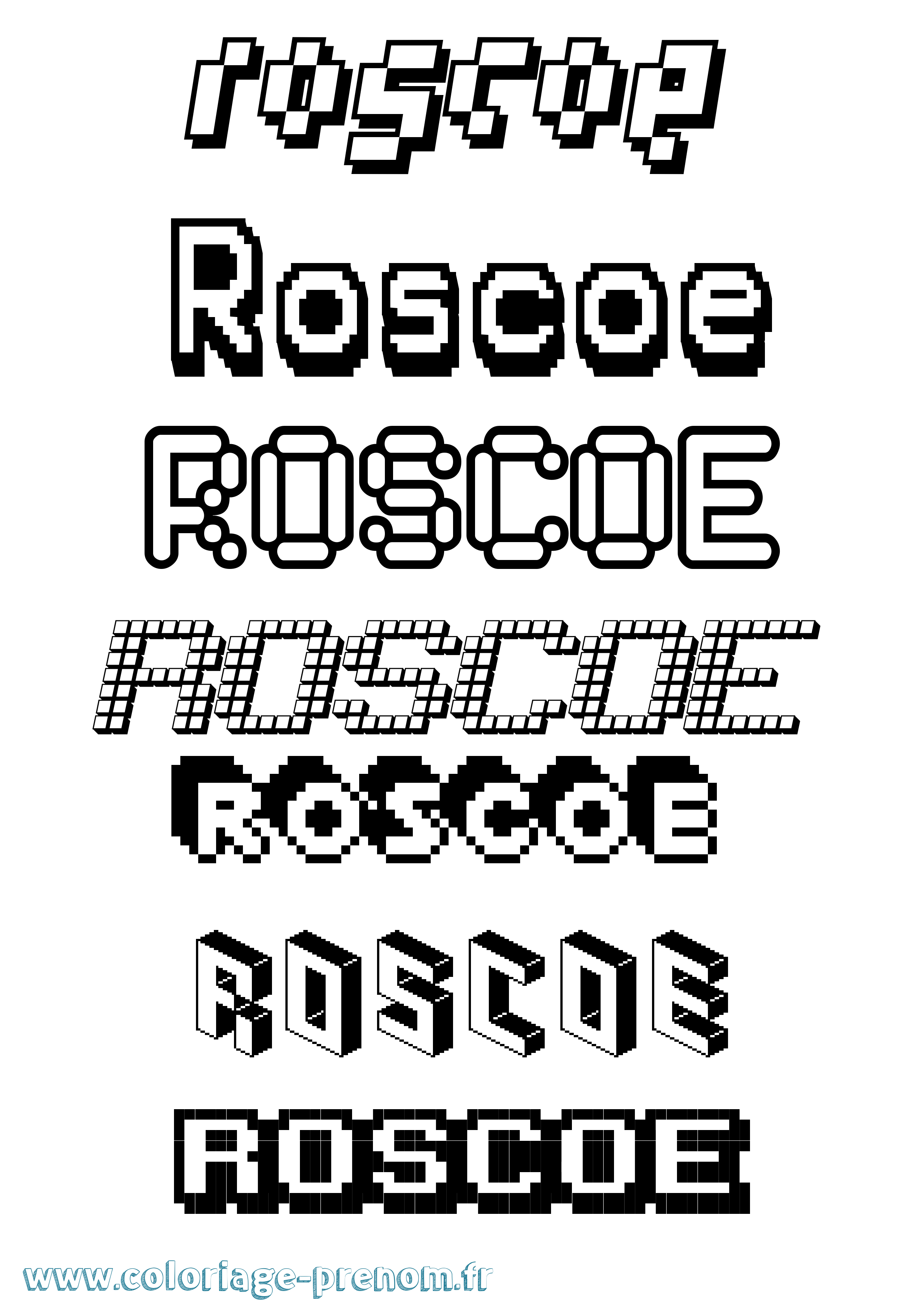 Coloriage Roscoe Pixel Coloriage prénom Roscoe Pixel
