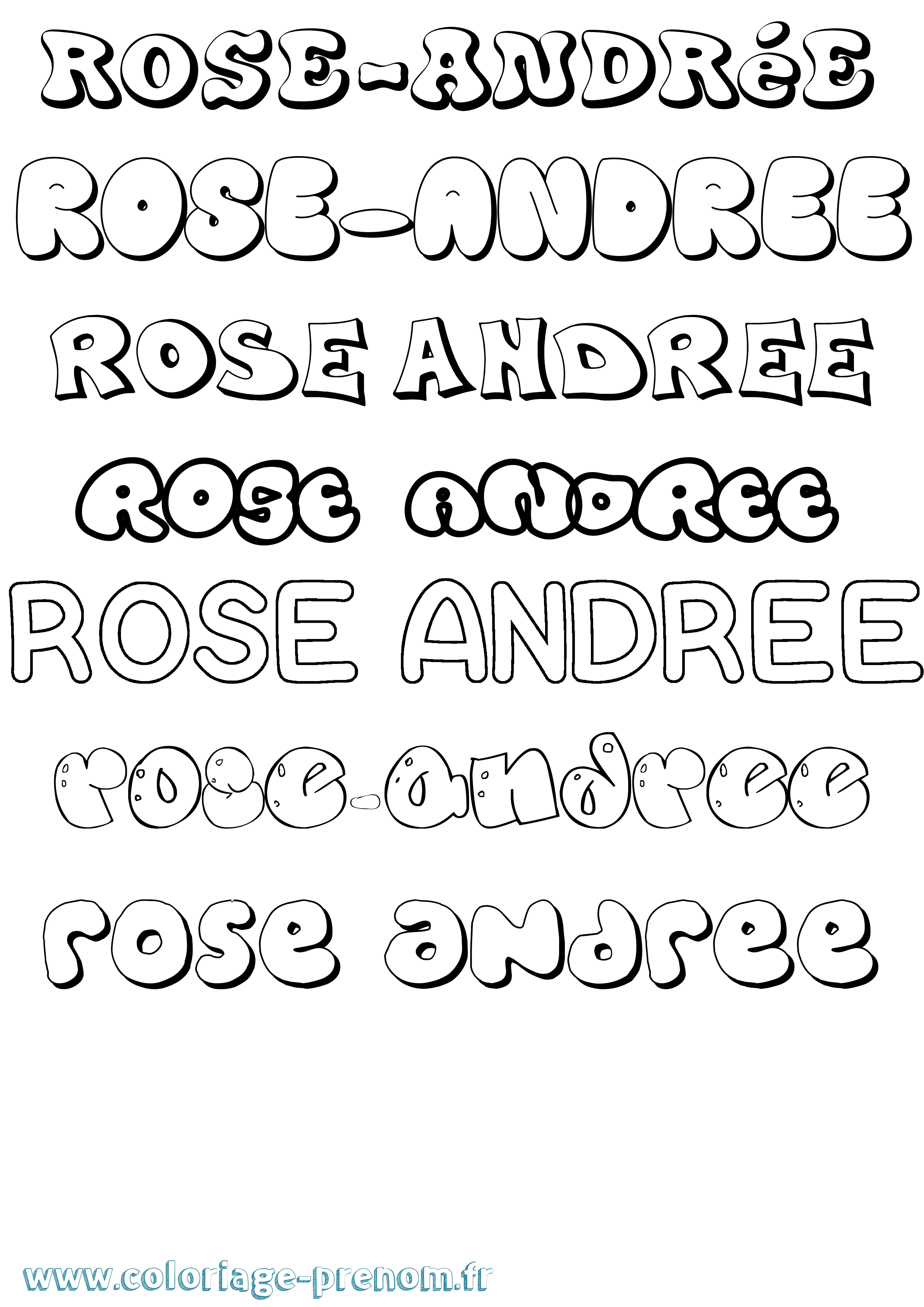 Coloriage Rose-Andrée Bubble Coloriage prénom Rose-Andrée Bubble