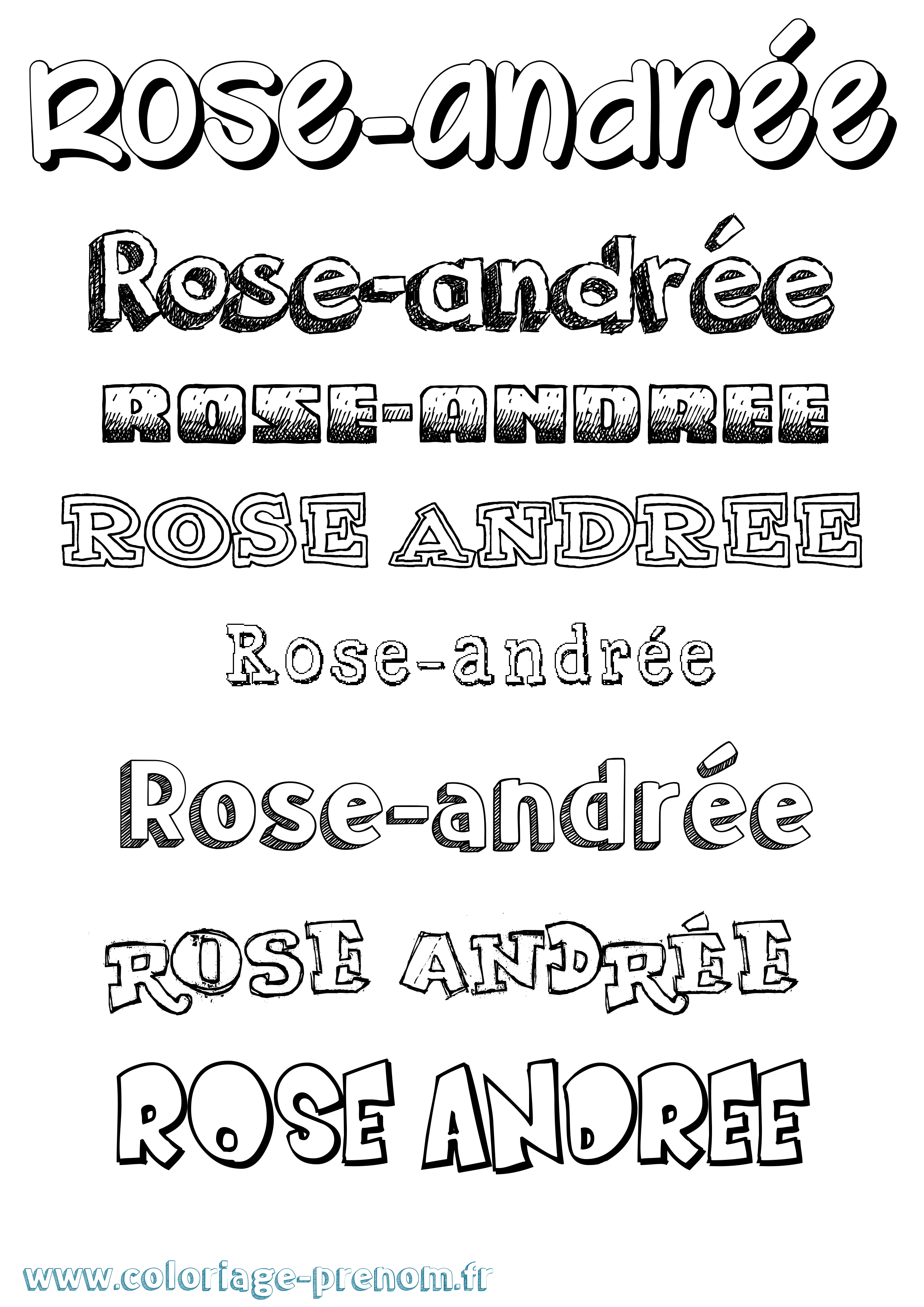 Coloriage Rose-Andrée Dessiné Coloriage prénom Rose-Andrée Dessiné