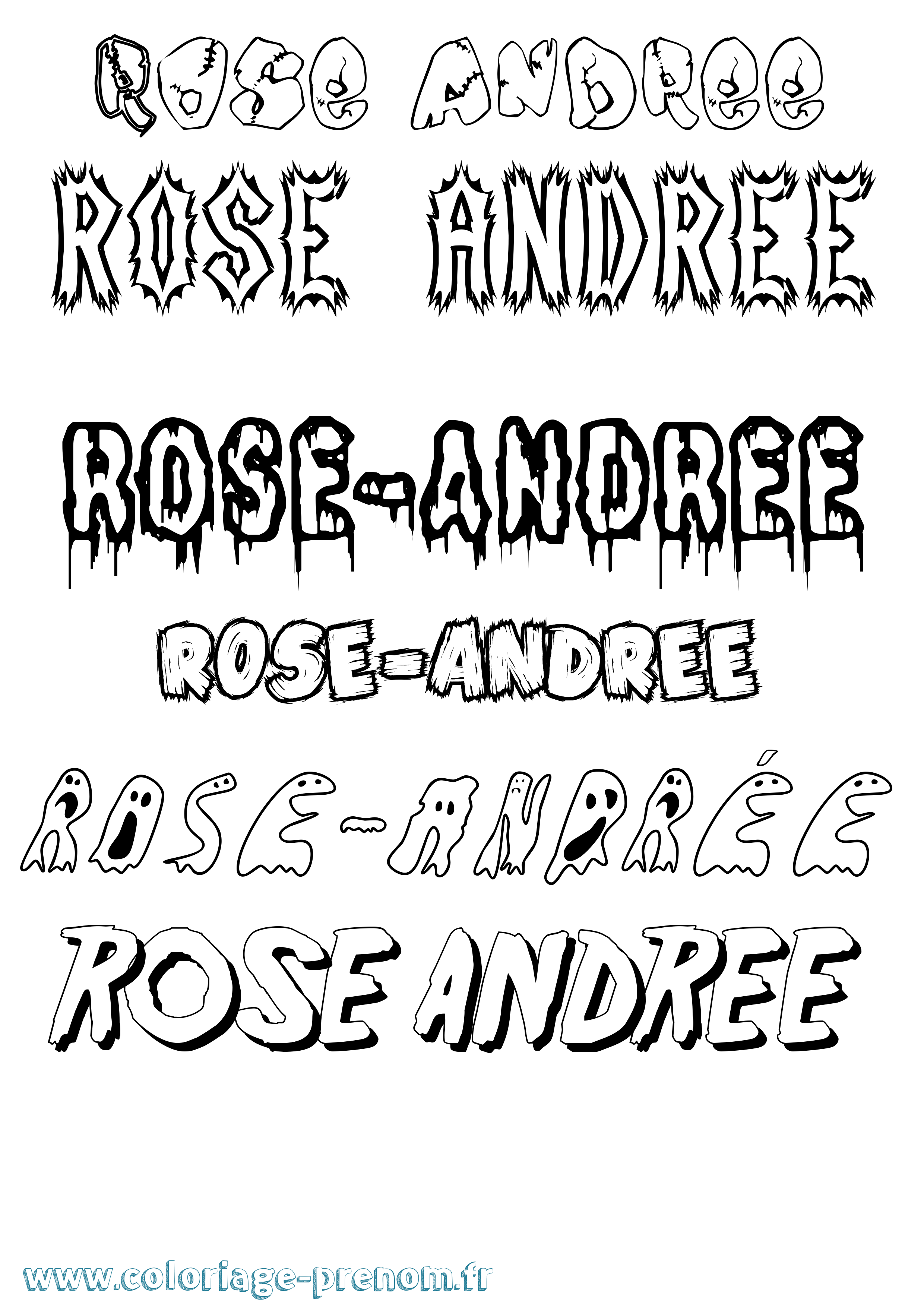 Coloriage Rose-Andrée Frisson Coloriage prénom Rose-Andrée Frisson