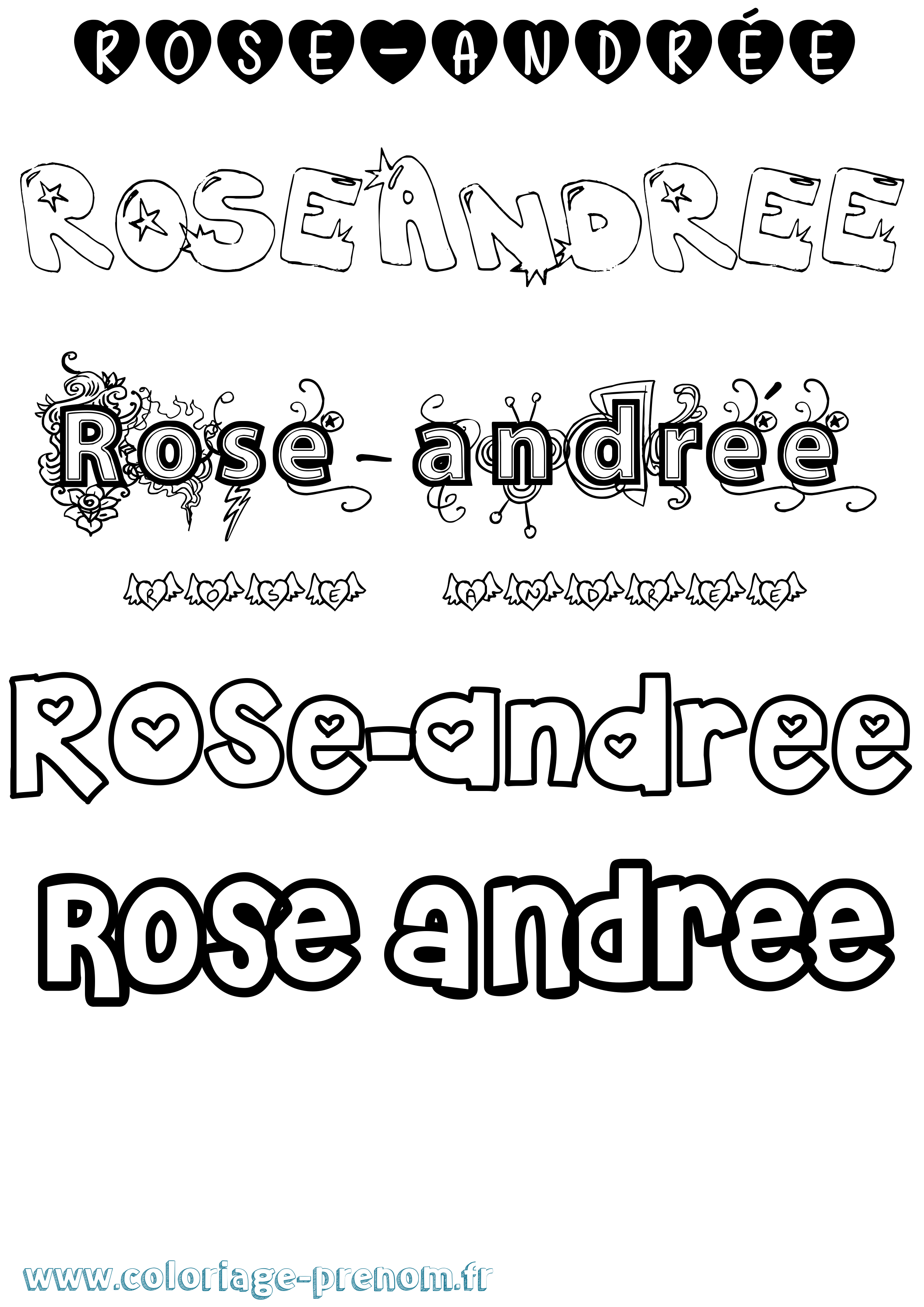 Coloriage Rose-Andrée Girly Coloriage prénom Rose-Andrée Girly