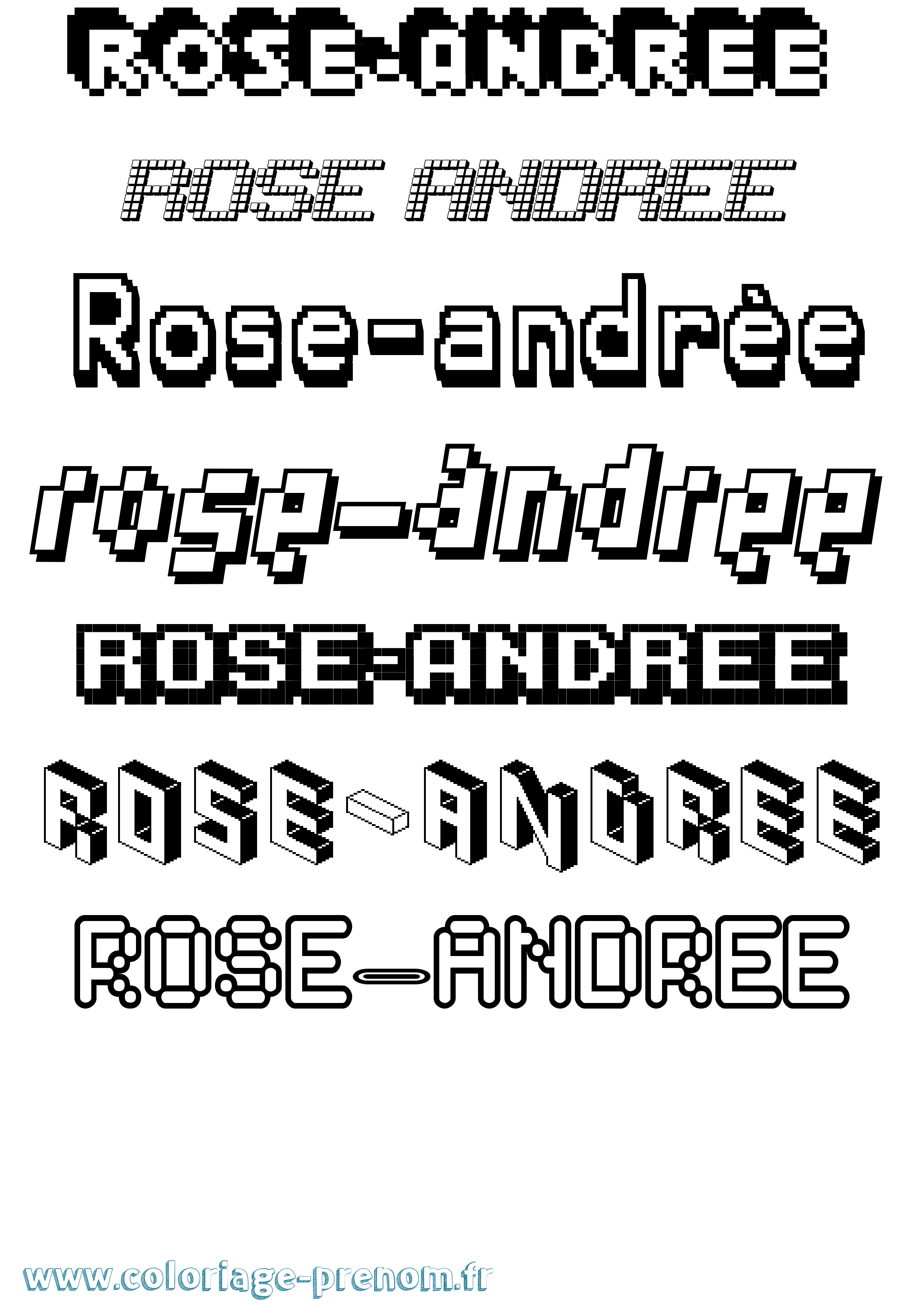 Coloriage Rose-Andrée Pixel Coloriage prénom Rose-Andrée Pixel