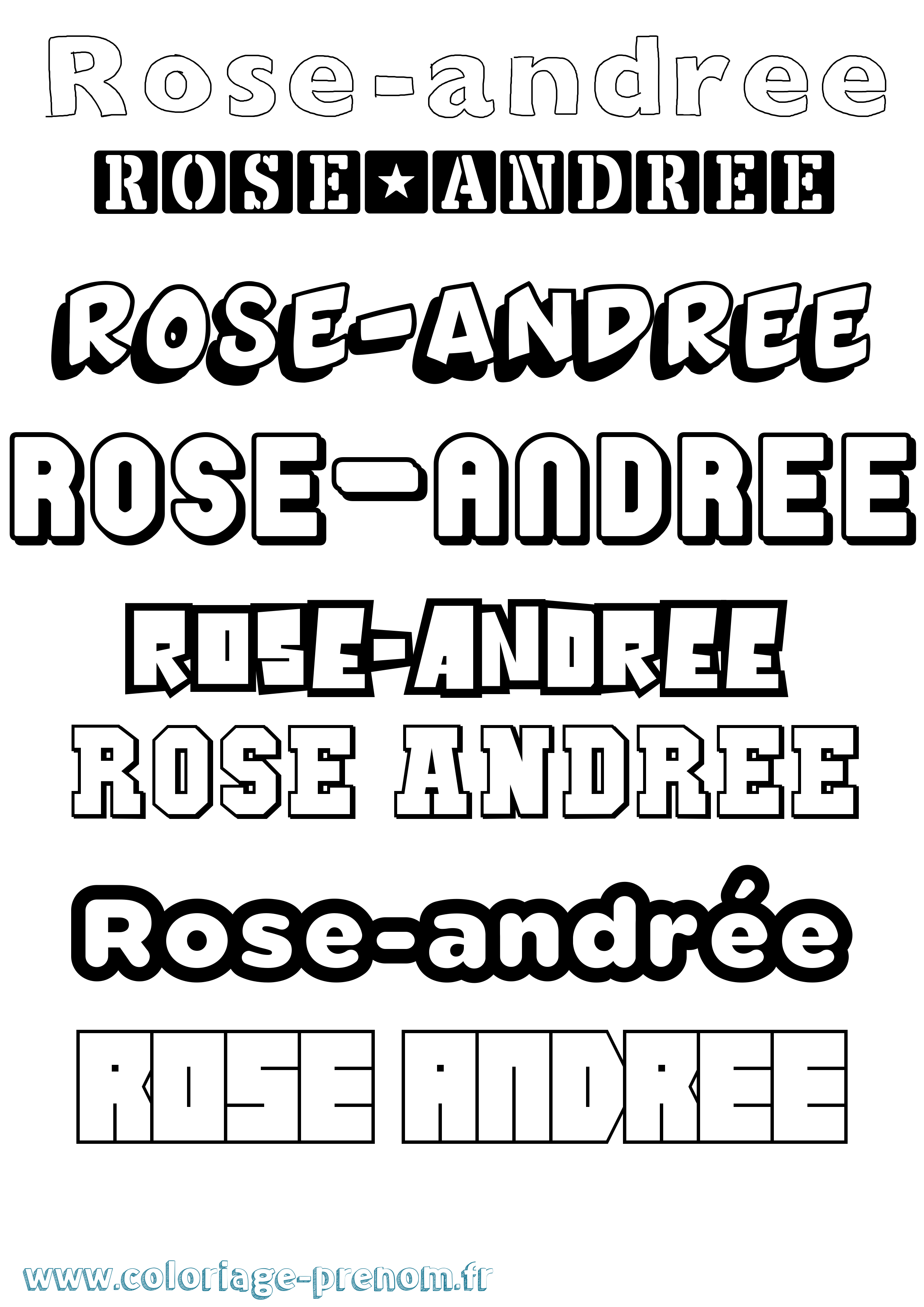 Coloriage Rose-Andrée Simple Coloriage prénom Rose-Andrée Simple