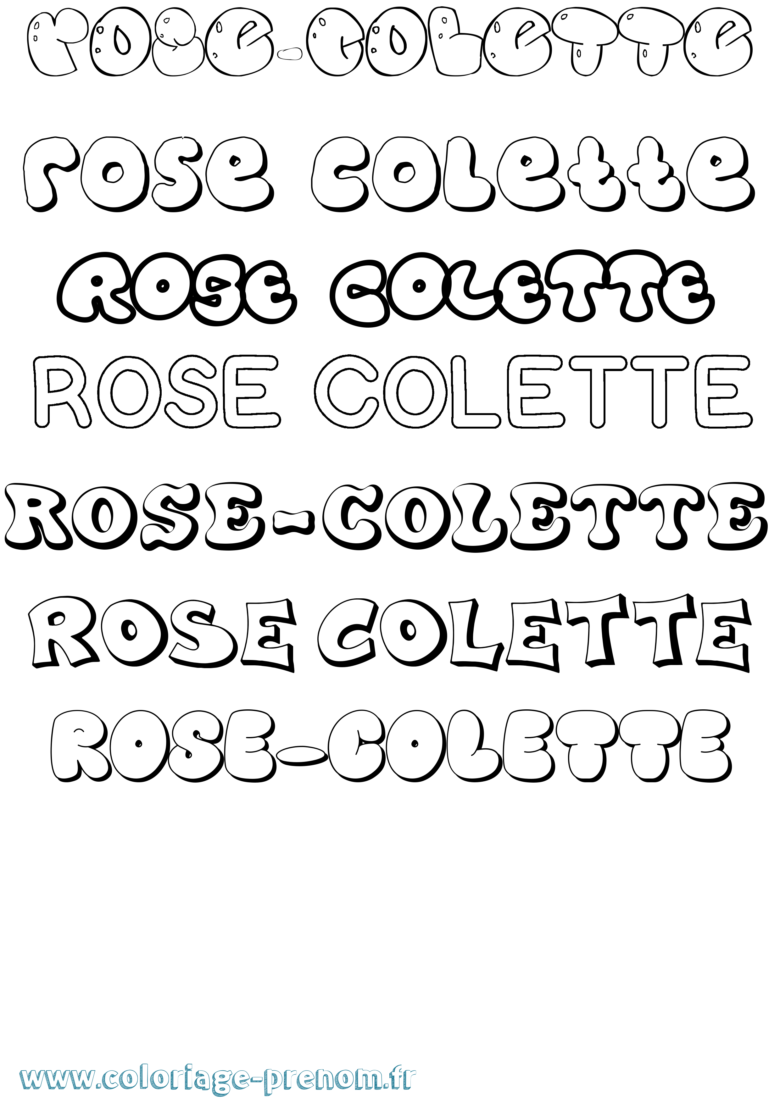 Coloriage Rose-Colette Bubble Coloriage prénom Rose-Colette Bubble