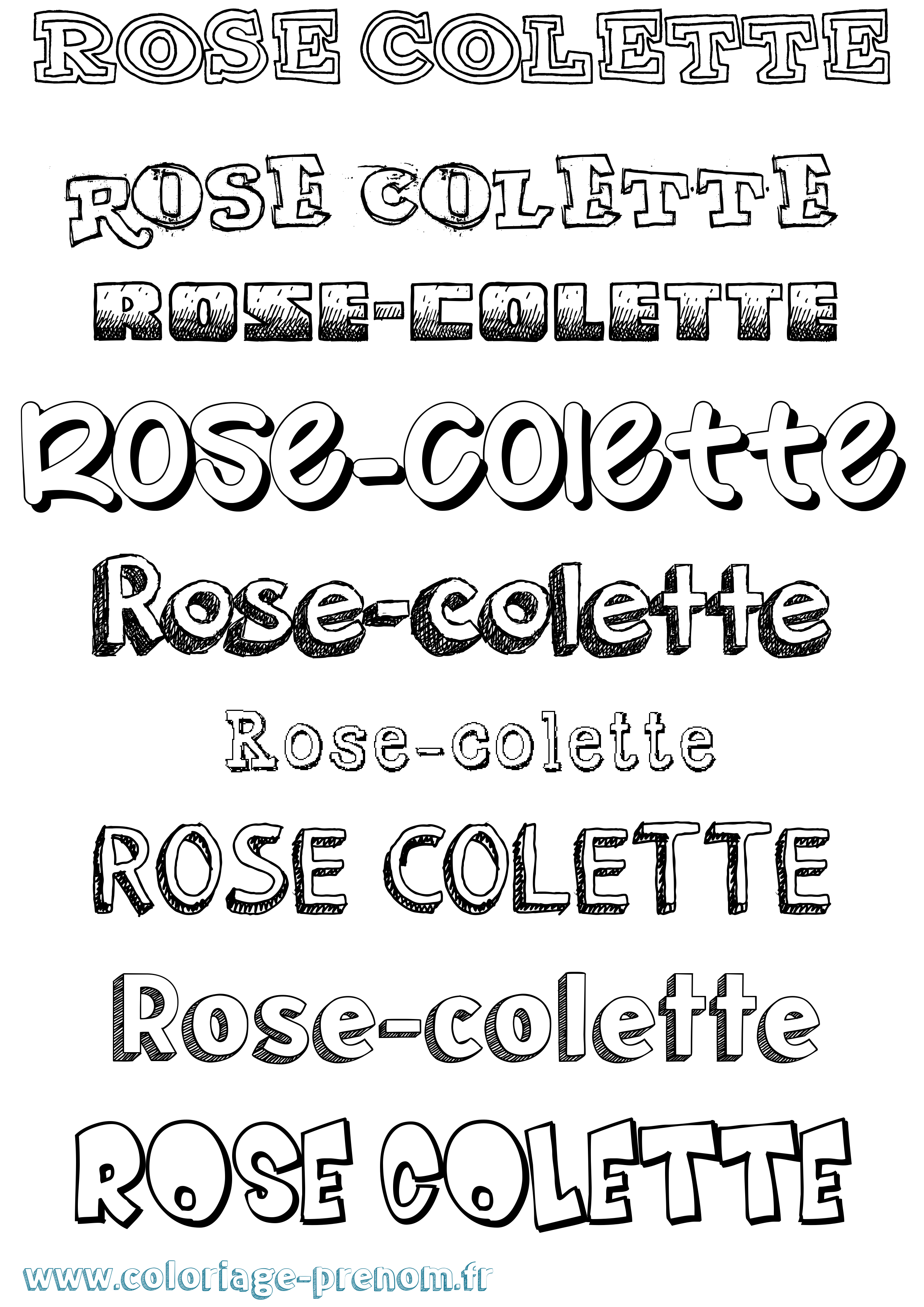 Coloriage Rose-Colette Dessiné Coloriage prénom Rose-Colette Dessiné