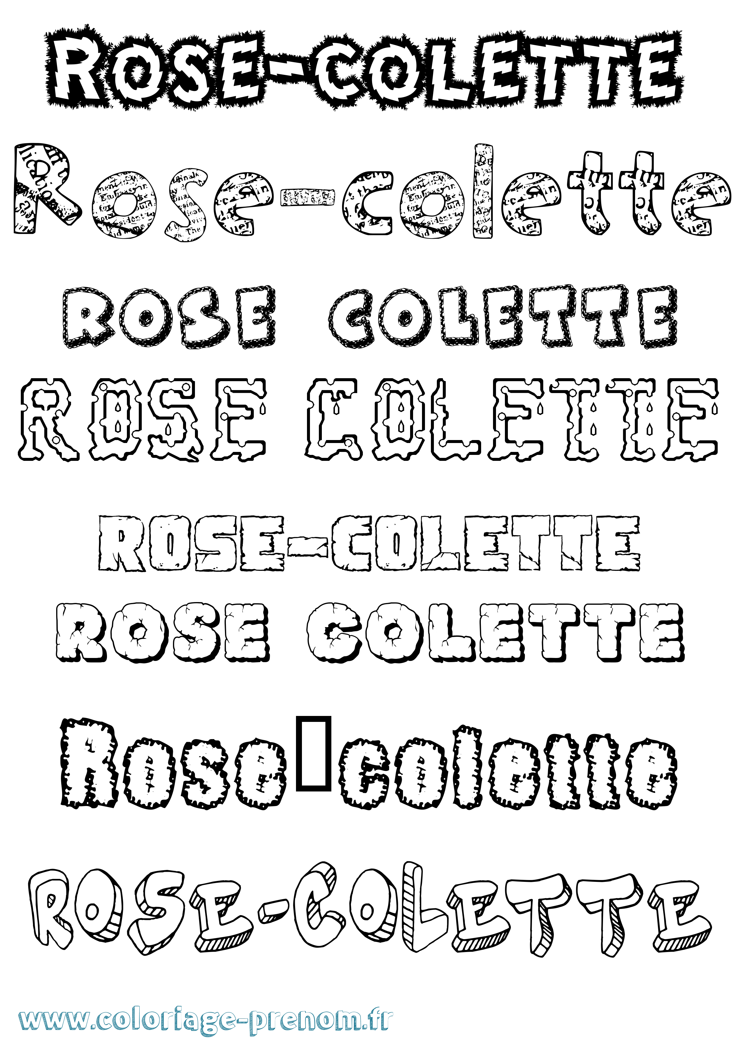 Coloriage Rose-Colette Destructuré Coloriage prénom Rose-Colette Destructuré