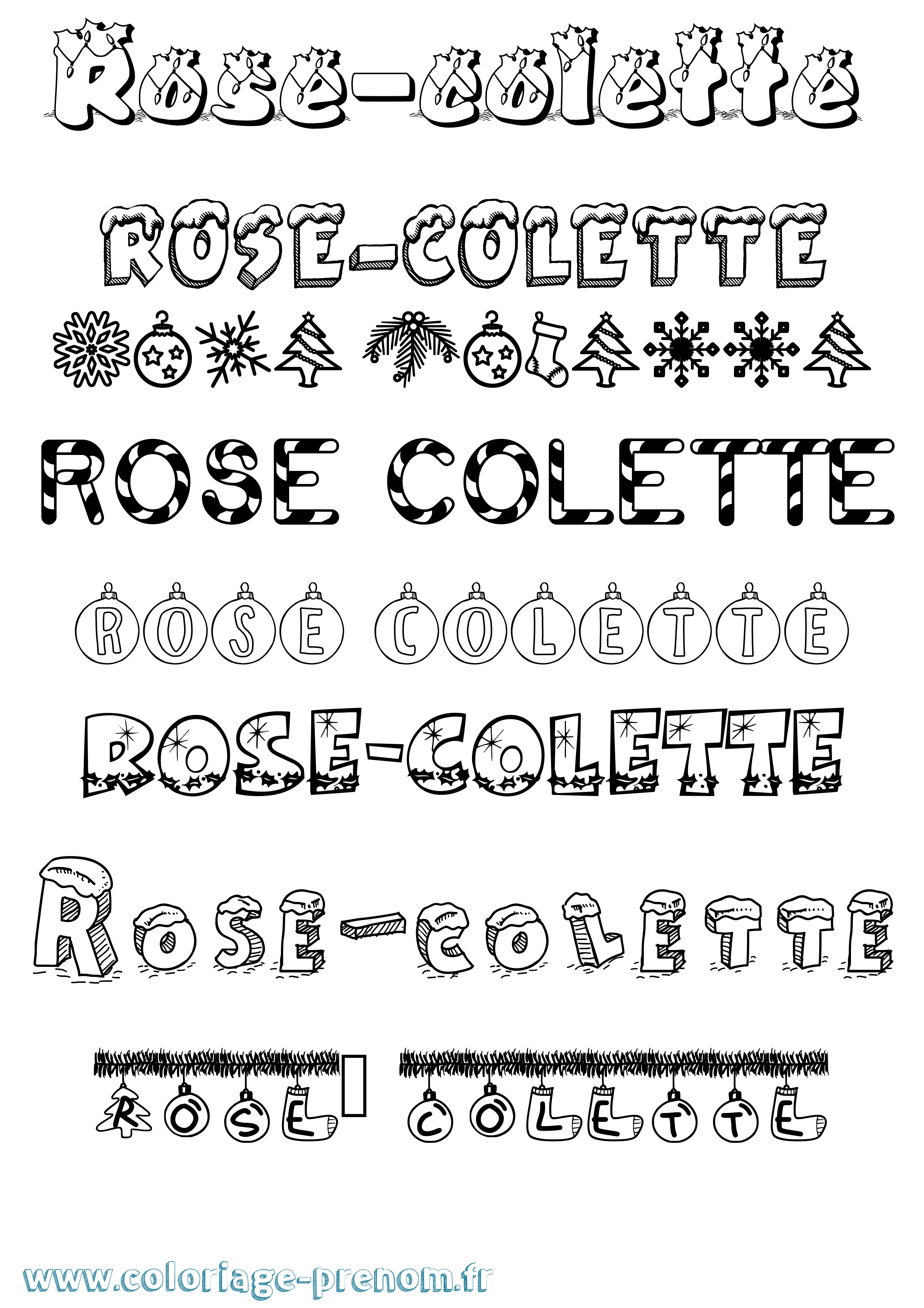 Coloriage Rose-Colette Noël Coloriage prénom Rose-Colette Noël