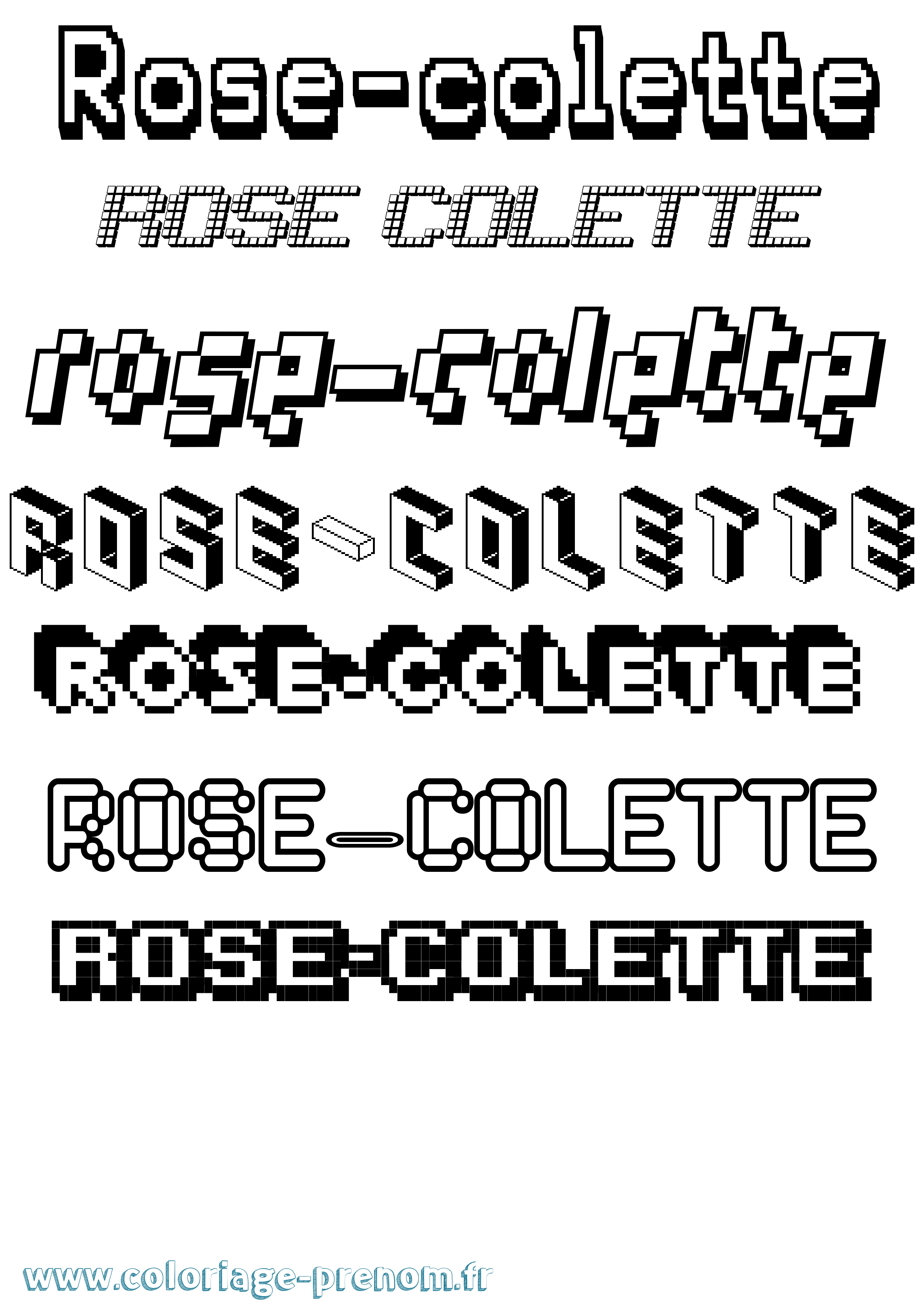 Coloriage Rose-Colette Pixel Coloriage prénom Rose-Colette Pixel