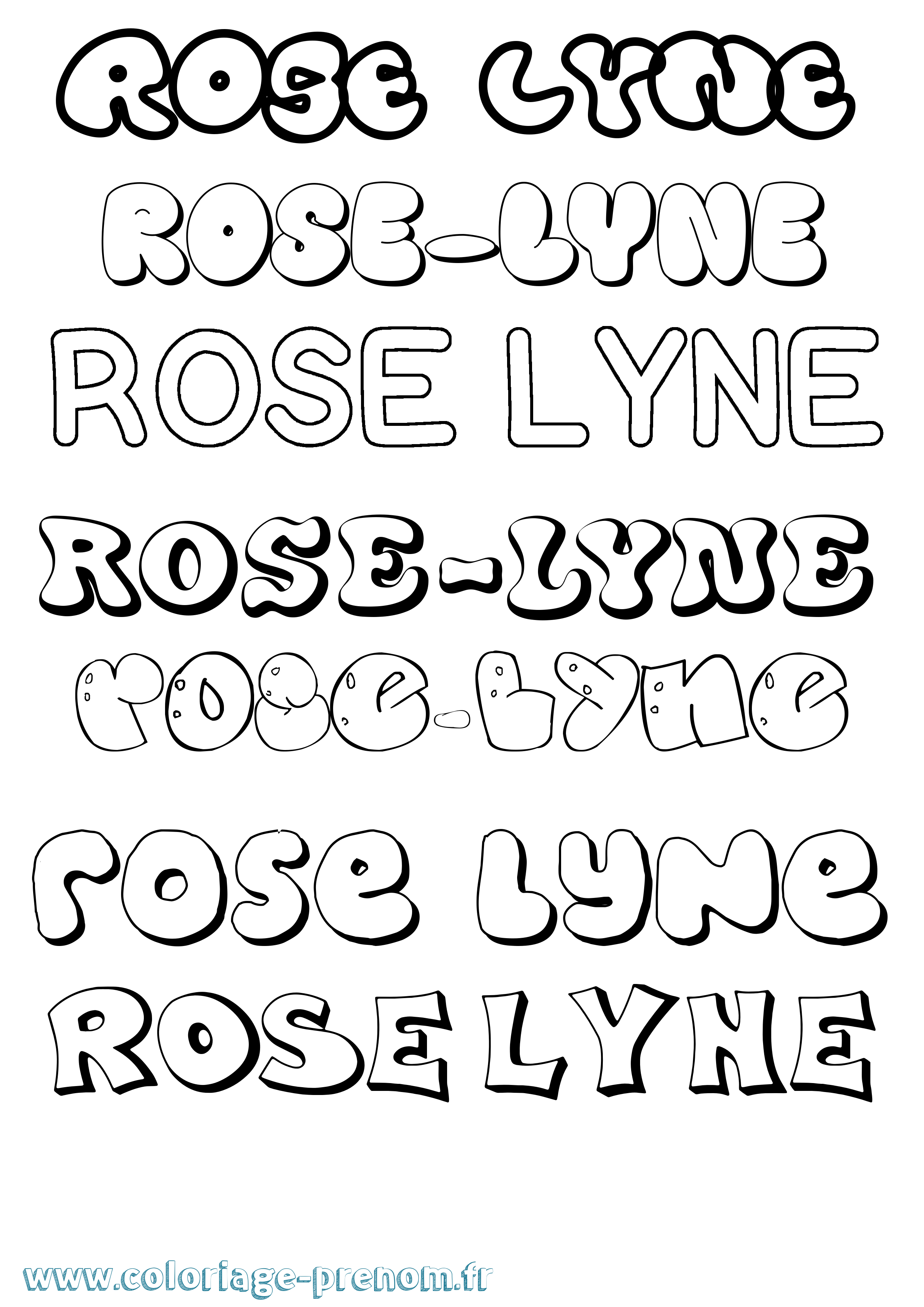 Coloriage Rose-Lyne Bubble Coloriage prénom Rose-Lyne Bubble